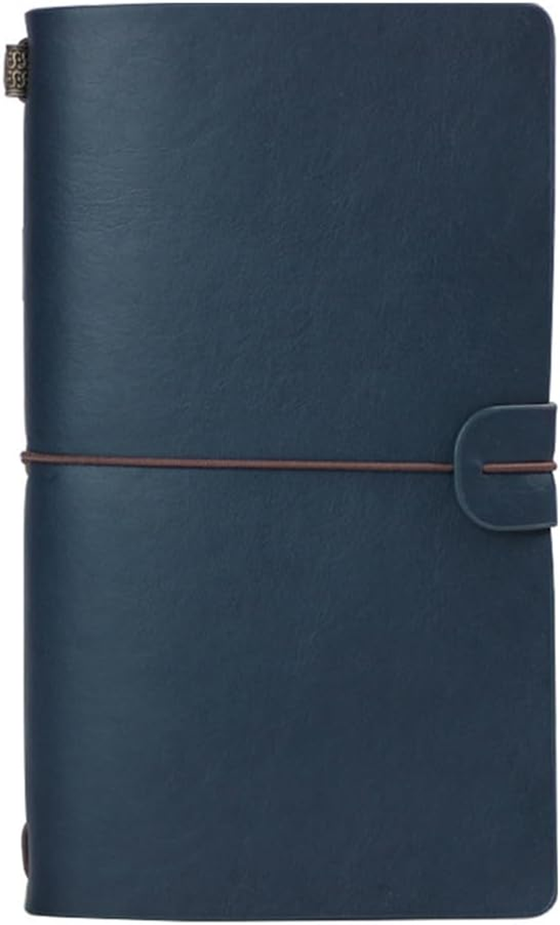 Travel Journal Notebook, Pyhot Vintage Retro Handmade Leather Journal Refillable Note Book with Kraft Paper, Lined Paper and Card Pocket,4.72 X 7.87Inch (Wine)