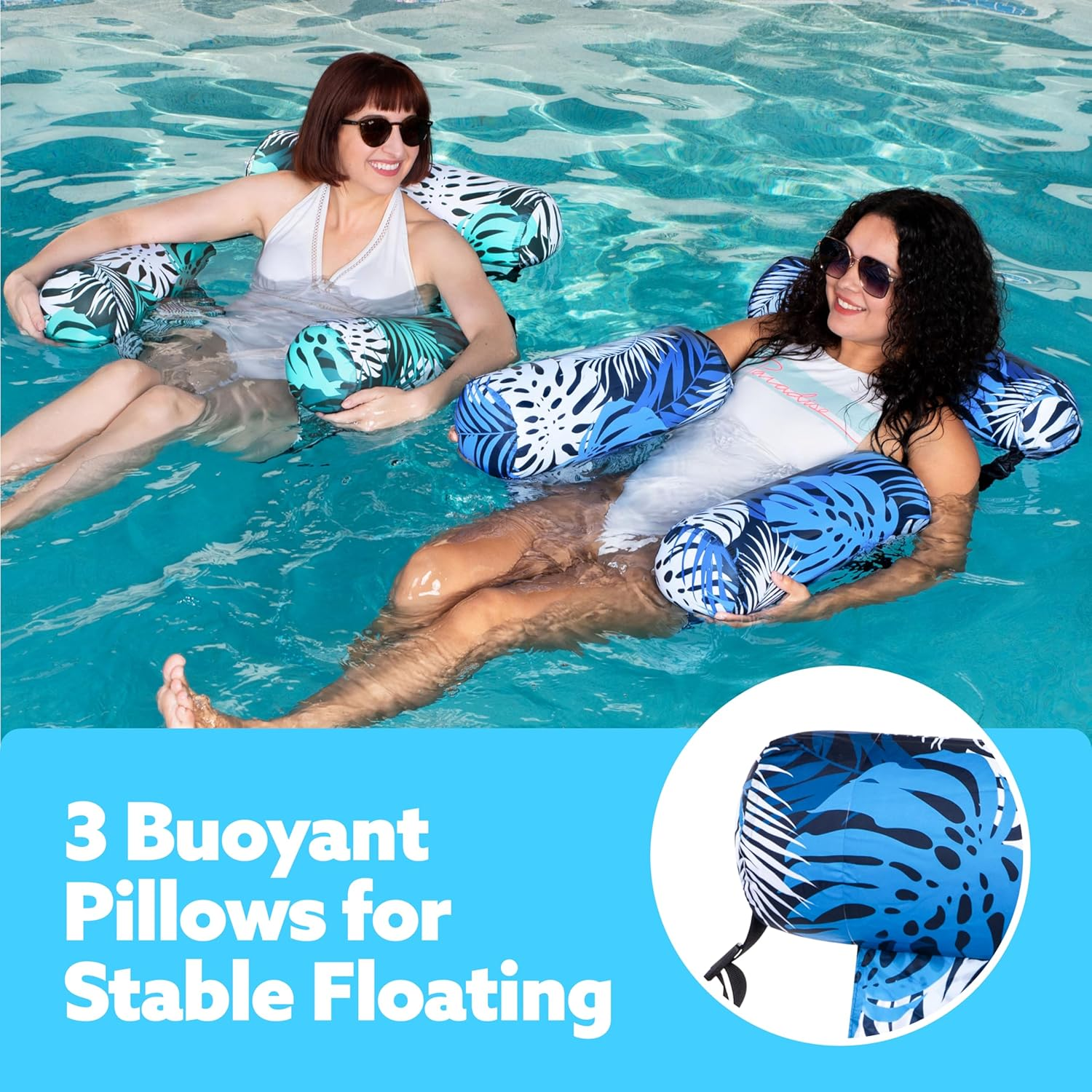 SLOOSH Inflatable Pool Floats Adult,2 Packs Floating Lounge Chairs,Blow up Pool Noodles for Adult Heavy Duty image number 6