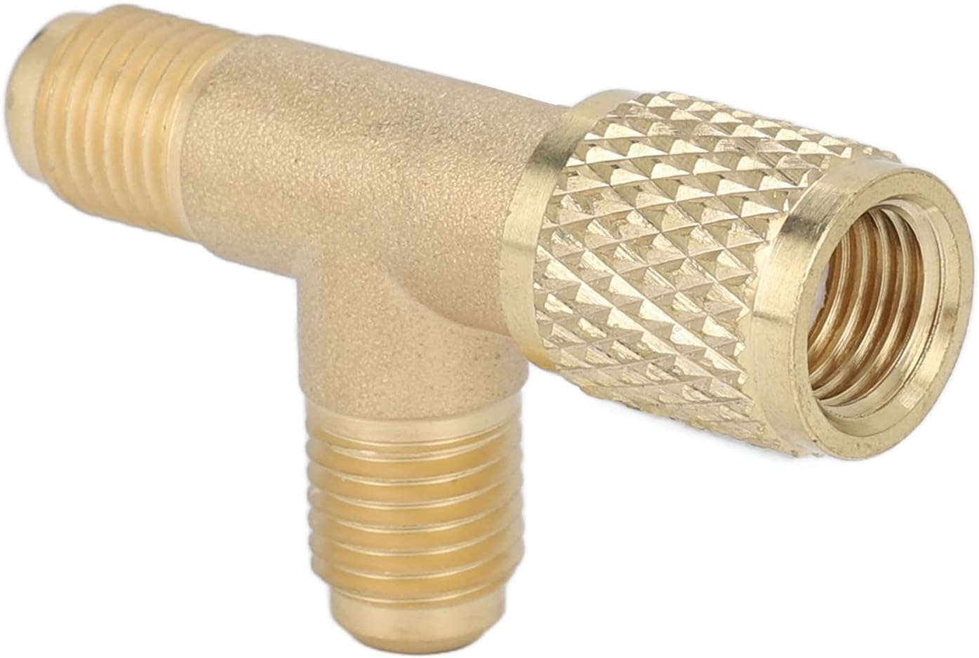 Quick Coupler Tee Adapter with Valve Brass /4In SAE Sturdy Structure for R22 R12 R134 - High Compatibility for HVAC Applications image number 4