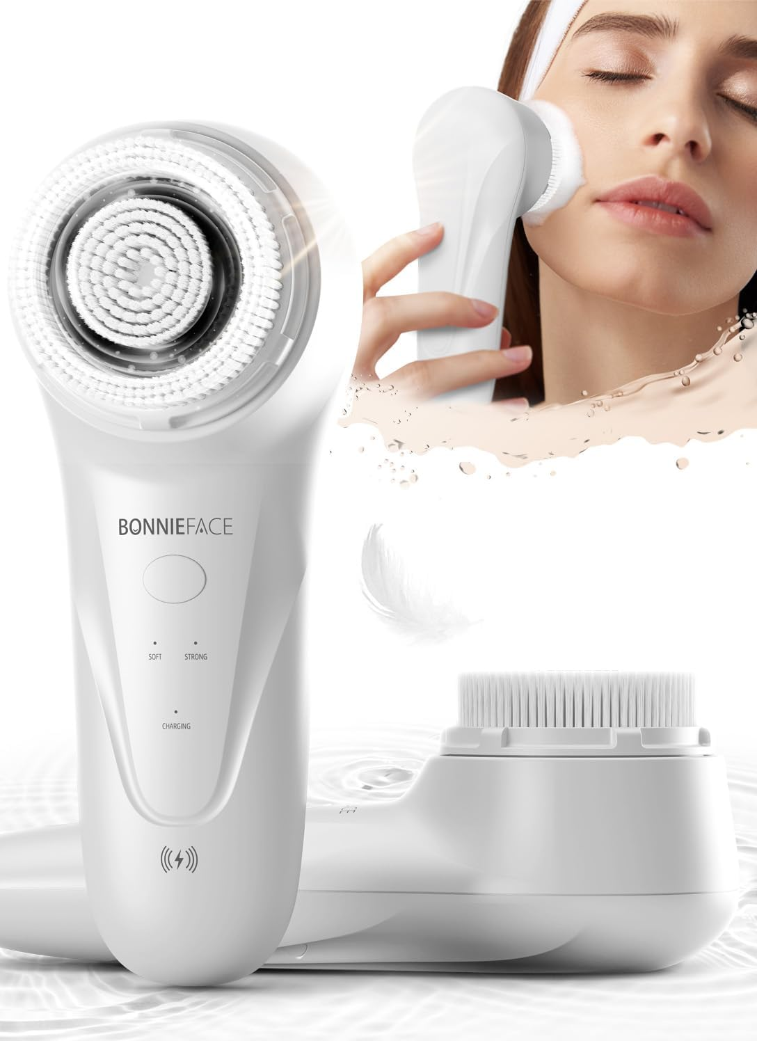 BONNIEFACE Sonic Facial Cleansing Brush for Deep and through Facial Cleansing, Waterproof Face Scrubber and Ultimate Blackhead Remover for Daily Skin Care, Rechargeable and Gentle Face Exfoliator image number 6