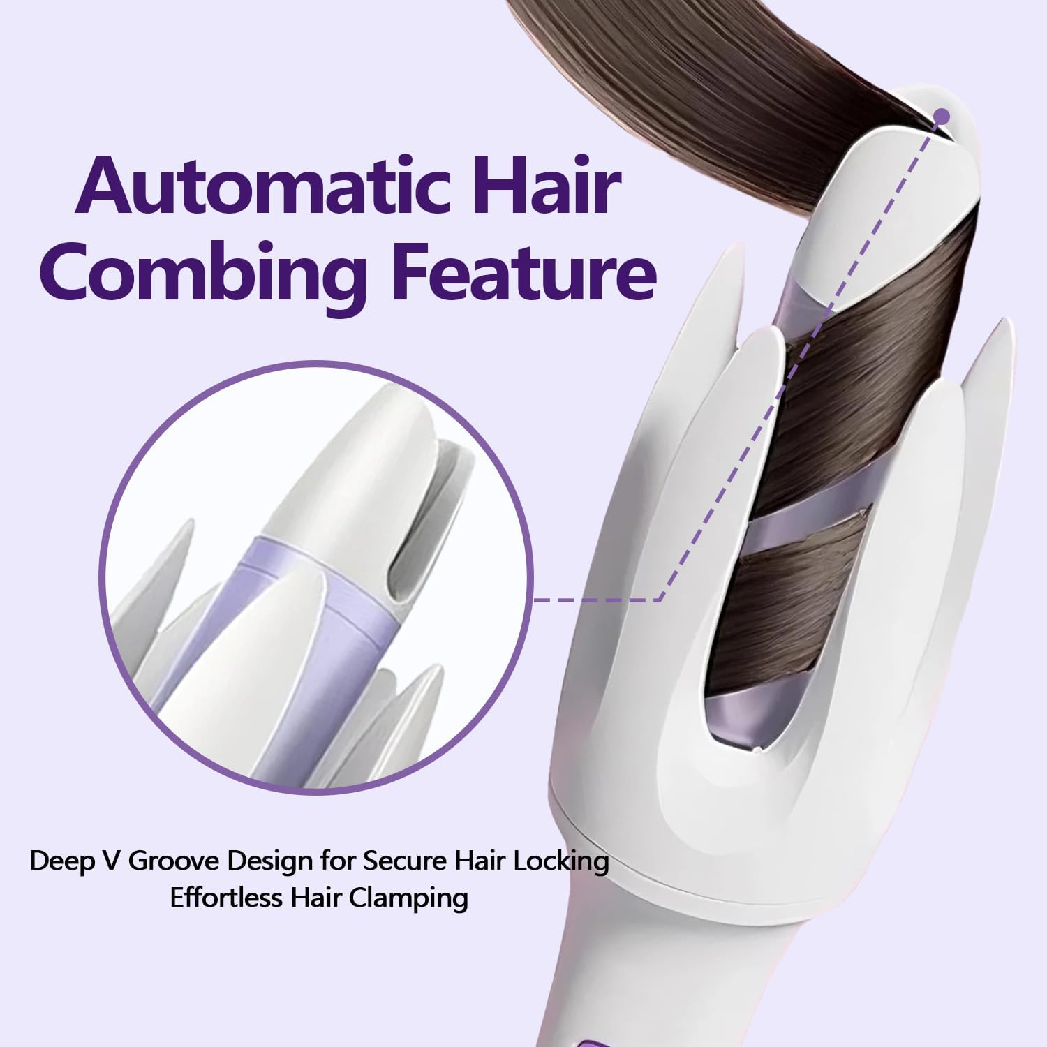 Automatic Rotating Curling Iron,1.1 Inch Curling Wand with 3 Temp, Ionic Hair Waver with Anti-Scald Design, Dual Voltage Hair Curler, Ceramic Coating for Long-Lasting Waves image number 4