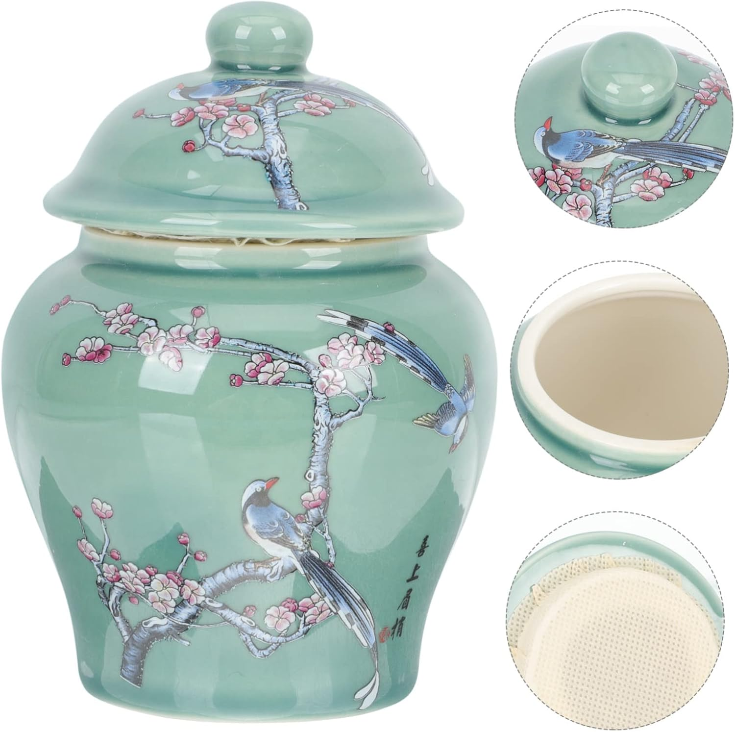 COLLBATH Ceramic Tea Jar Chinese Style Tea Canister Small Size Porcelain Traditional Blue and White Pattern for Home Kitchen Storage image number 1