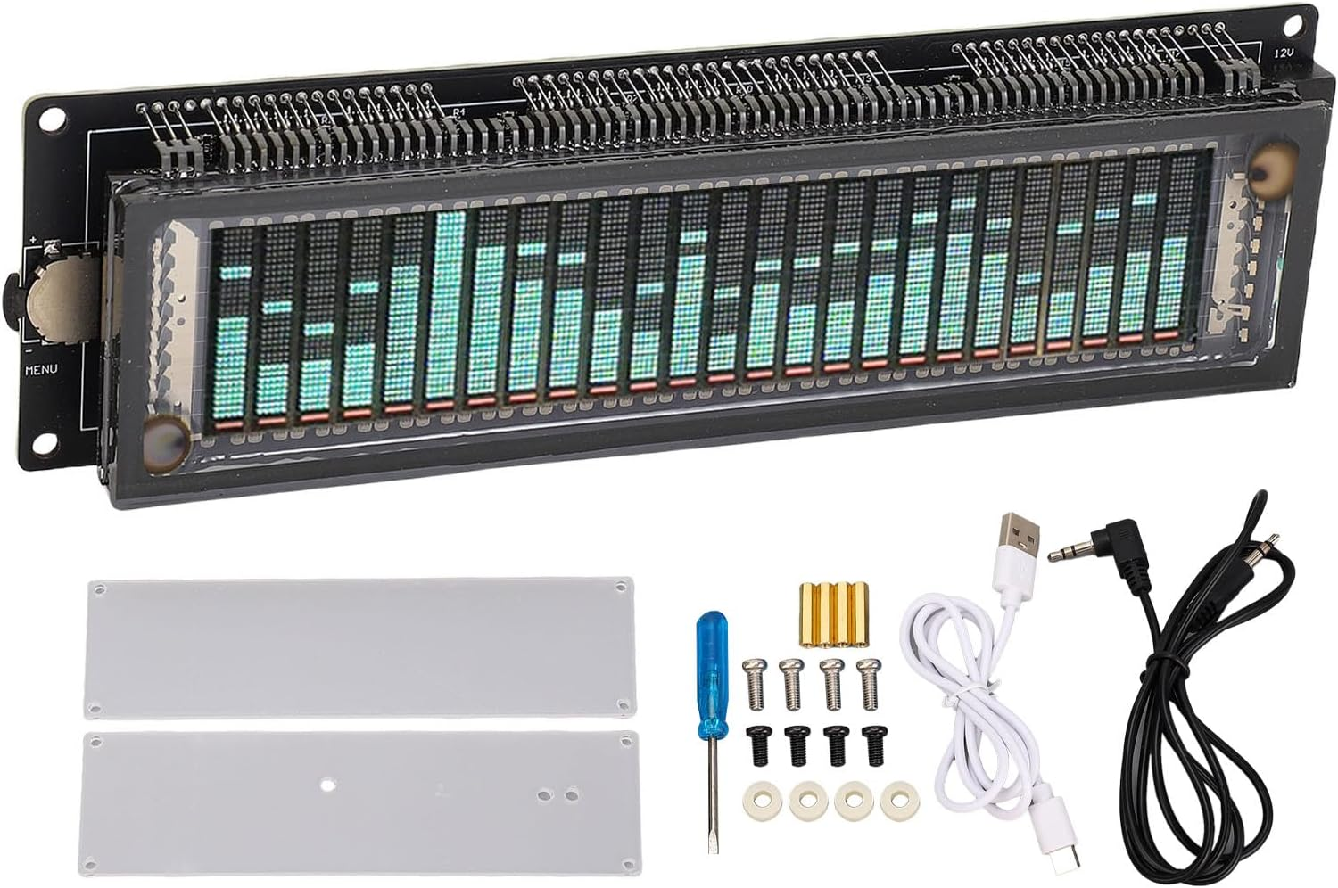 Audio Spectrum Analyzer with VFD Display, 32Hz-20Khz LED Music Spectrum, Sound Control Level Audio Indicator, Rhythm Analyzer Meter, Advanced AGC, Adjustable Bringhtness image number 3