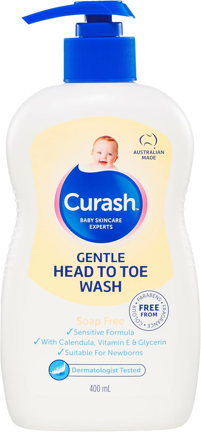 Curash Bath Time Pack - 1X Gentle Shampoo & Conditioner (400Ml) + 1X Head to Toe Wash (400Ml+ 1X Simply Water Wipes (80 Pk) | Safe & Hypoallergenic for Sensitive Skin | Ideal for Newborns & Toddlers image number 1
