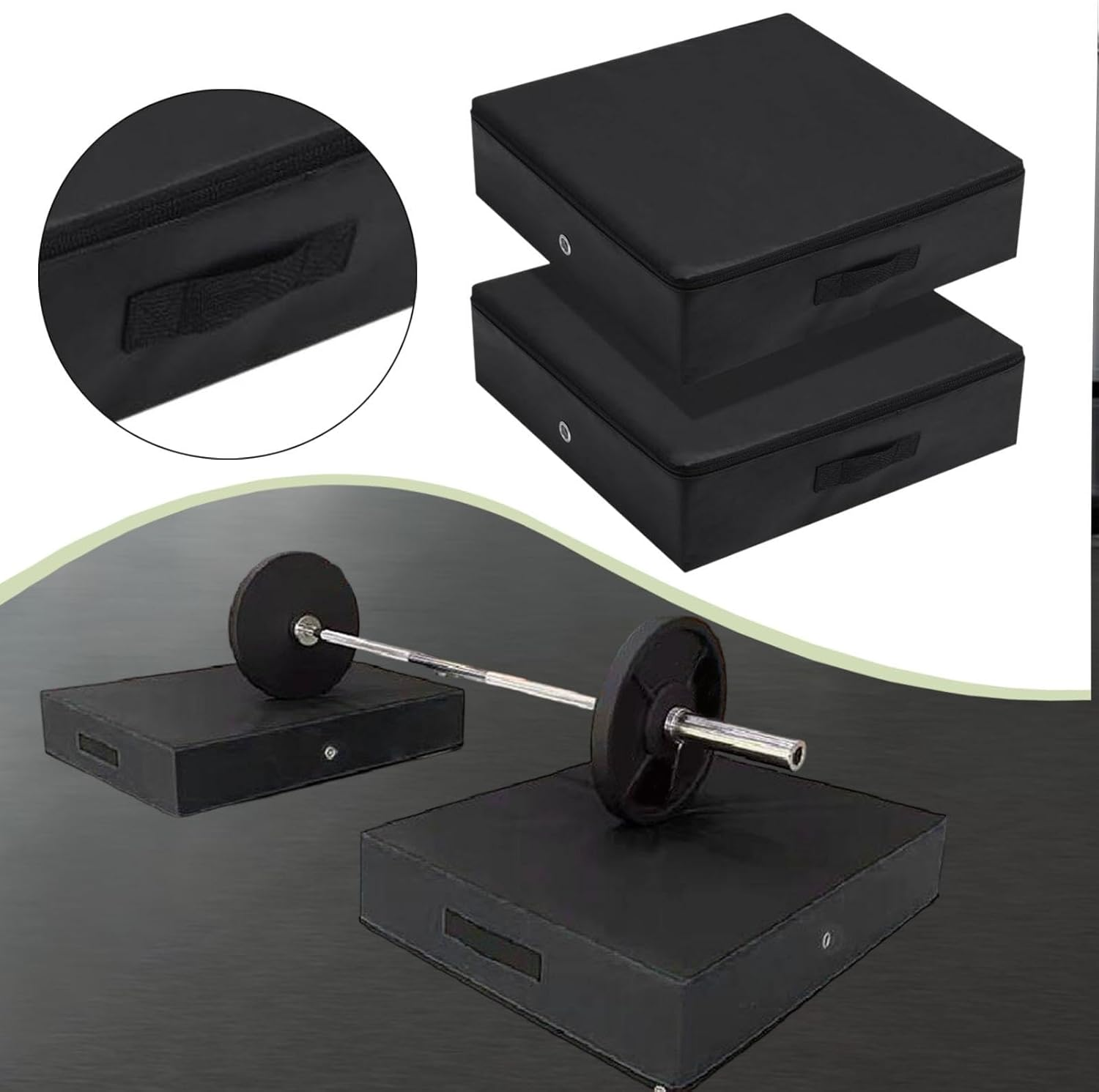 Kibcslic 2 Weightlifting Fall Protection Mats, Barbell Deadlift Mats, Compact 50 X 50 X 15 Cm (20 X 20 X 6 Inches), Weightlifting Drop Mats for Fitness image number 2