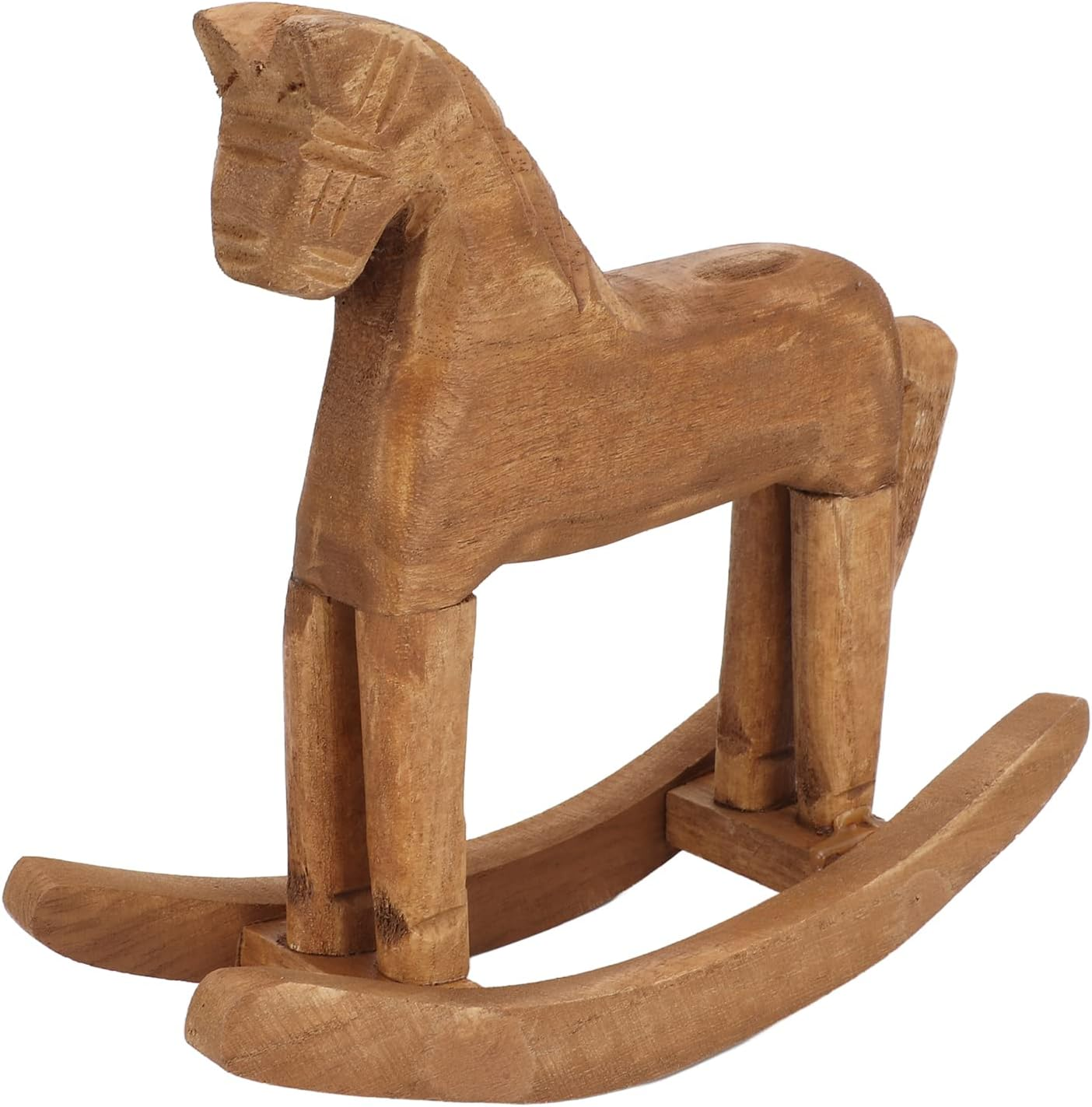 Sustvita Handmade Pine Wood Rocking Horse, a Wooden Decor Ornament for Bedside Table or Bookrack, Nice Birthday/Christmas Treat