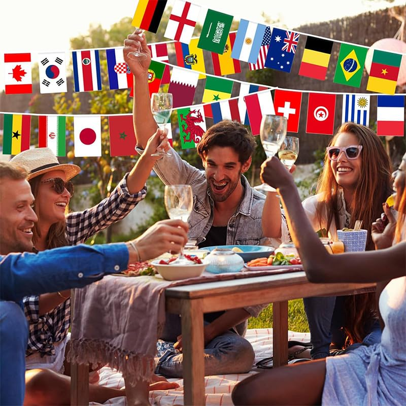 World Flag Banner - 47.5Ft/14.5M 50 Nations Flags Bunting Decoration, Countries Strung Banners for International Events image number 2