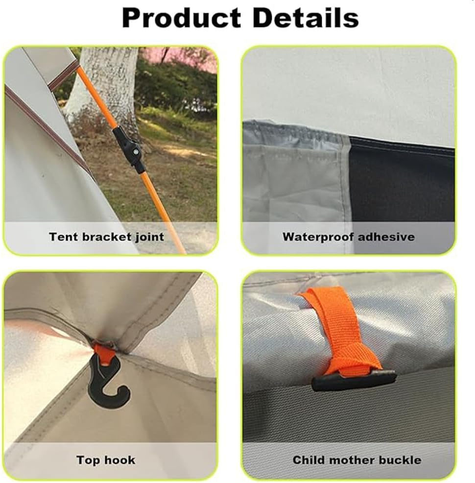 2-4 Persons Instant Tent, Outdoor Self-Driving Travel Camping Tent, Portable Rainproof Sunshine-Proof Tent for Desert Beach Hiking Camping with Carry Bag image number 5