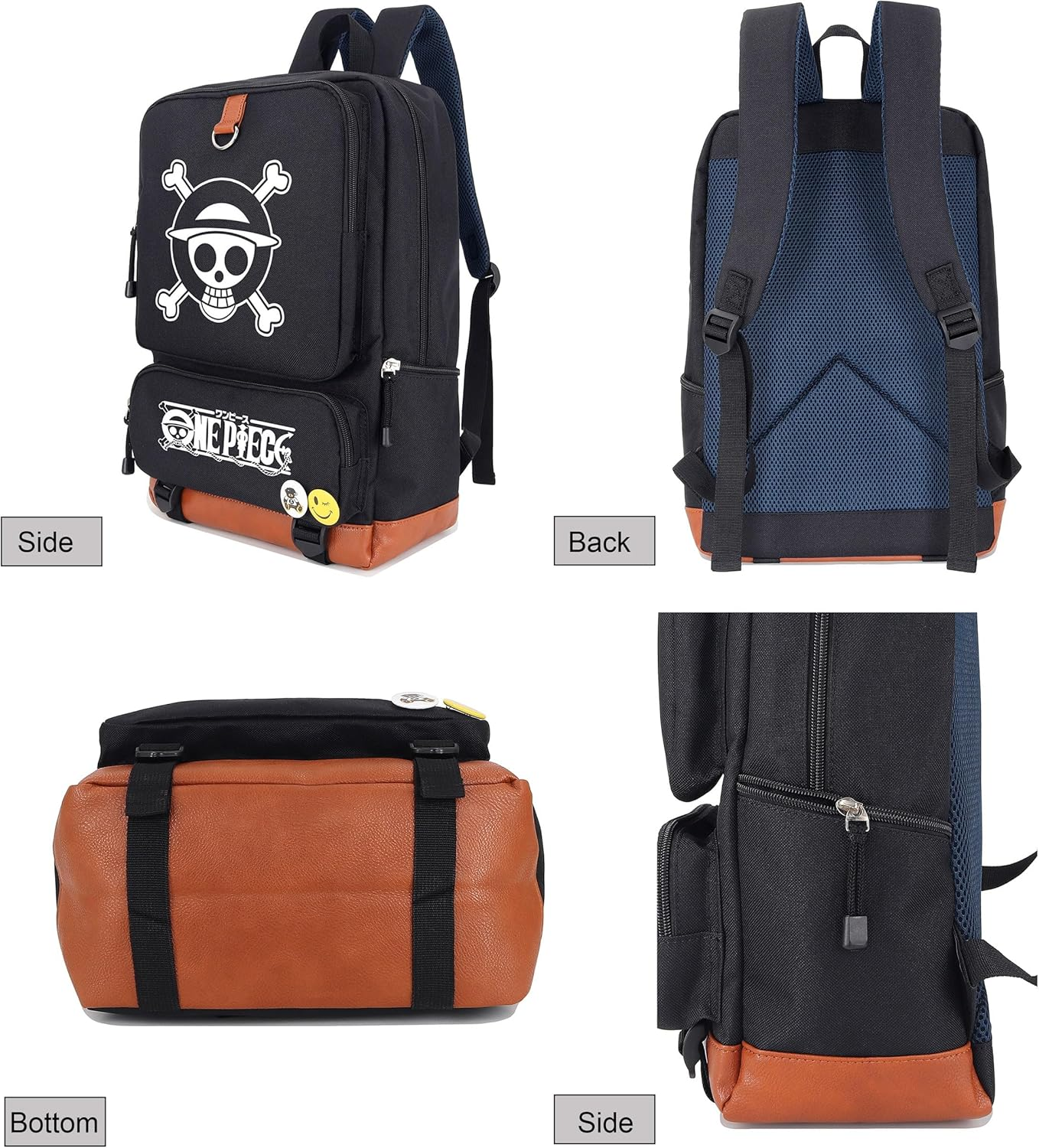 Roffatide 18L Cartoon Anime School Backpack for Girls Boys Teen Student Book Bag Luminous Laptop Backpack Fits 15.6 Inch Nylon Travel Day Bag Black image number 3