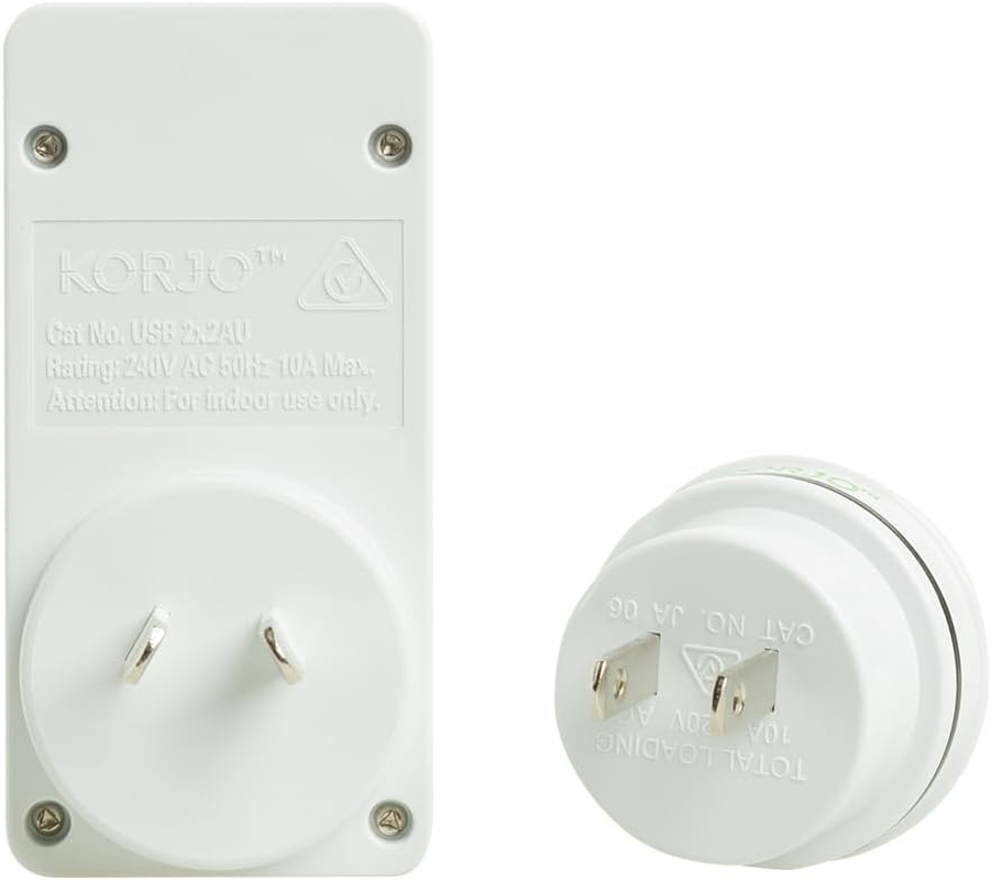 Korjo 2 Port USB-A & Power Adaptor - Japan, White
