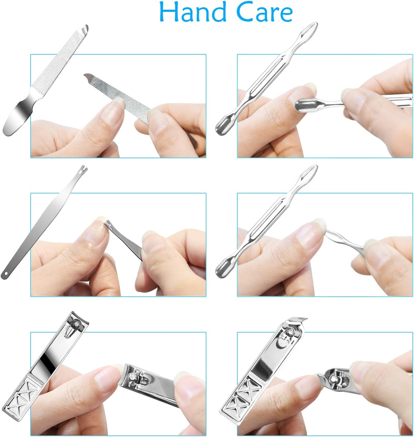 Teamkio Nail Clipper, Classic Style, Blue, Stainless Steel, 18Pcs, Travel Hygiene Kit with Leather Case image number 6