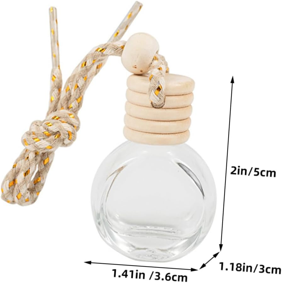 STOBAZA 5Sets Car Essential Oil Diffuser Wooden Lid Aromatherapy Air Freshener for Car Decorative Hanging Perfume Bottle 10Pcs*5 image number 3