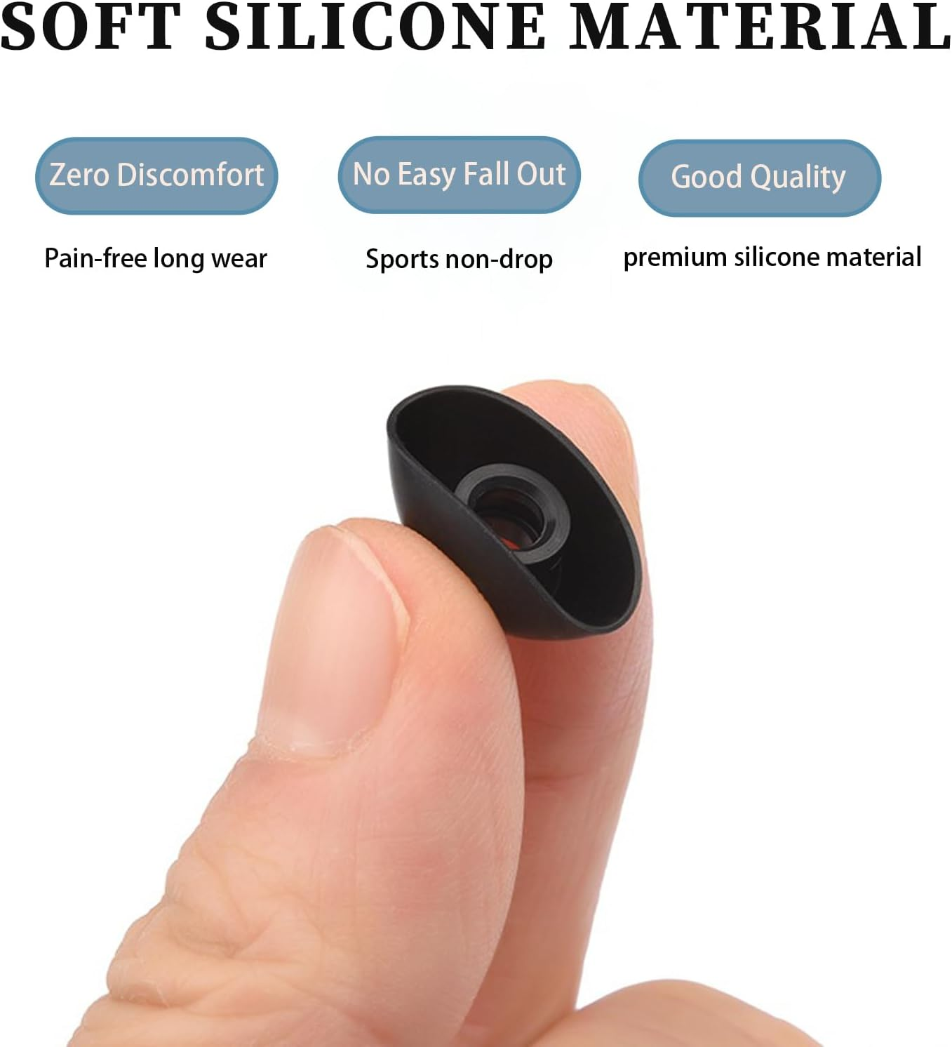 8 Pairs Replacement Eartips Silicone Earbuds for Beats Powerbeats Pro Earphone, Secure Fit, Waterproof and Sweatproof (Black) image number 3