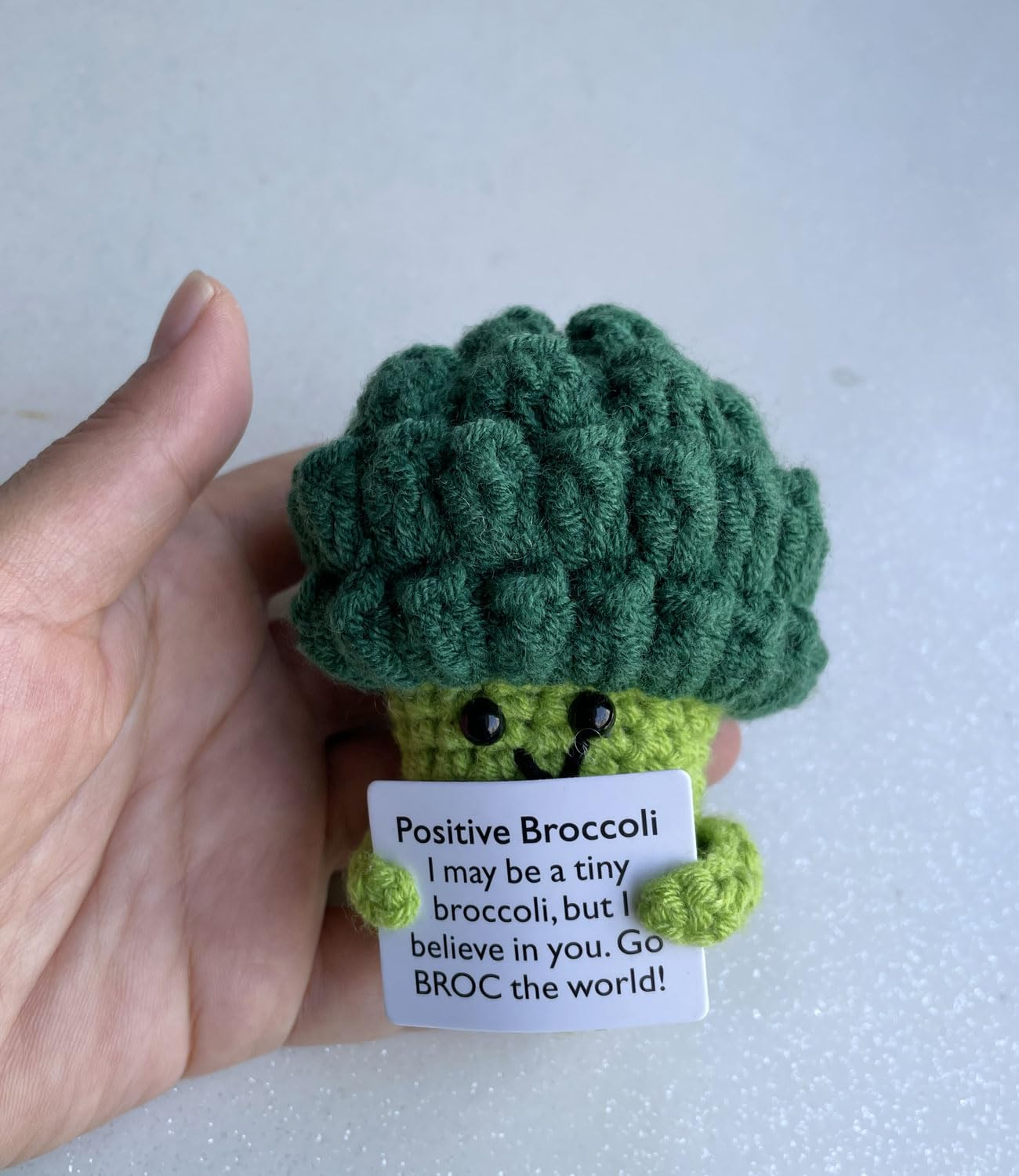 CIBBALIY Crochet Positive Cauliflower with Encourage Card Green Broccoli Funny Gift New Year Christmas Room Decoration 1 Pc image number 4