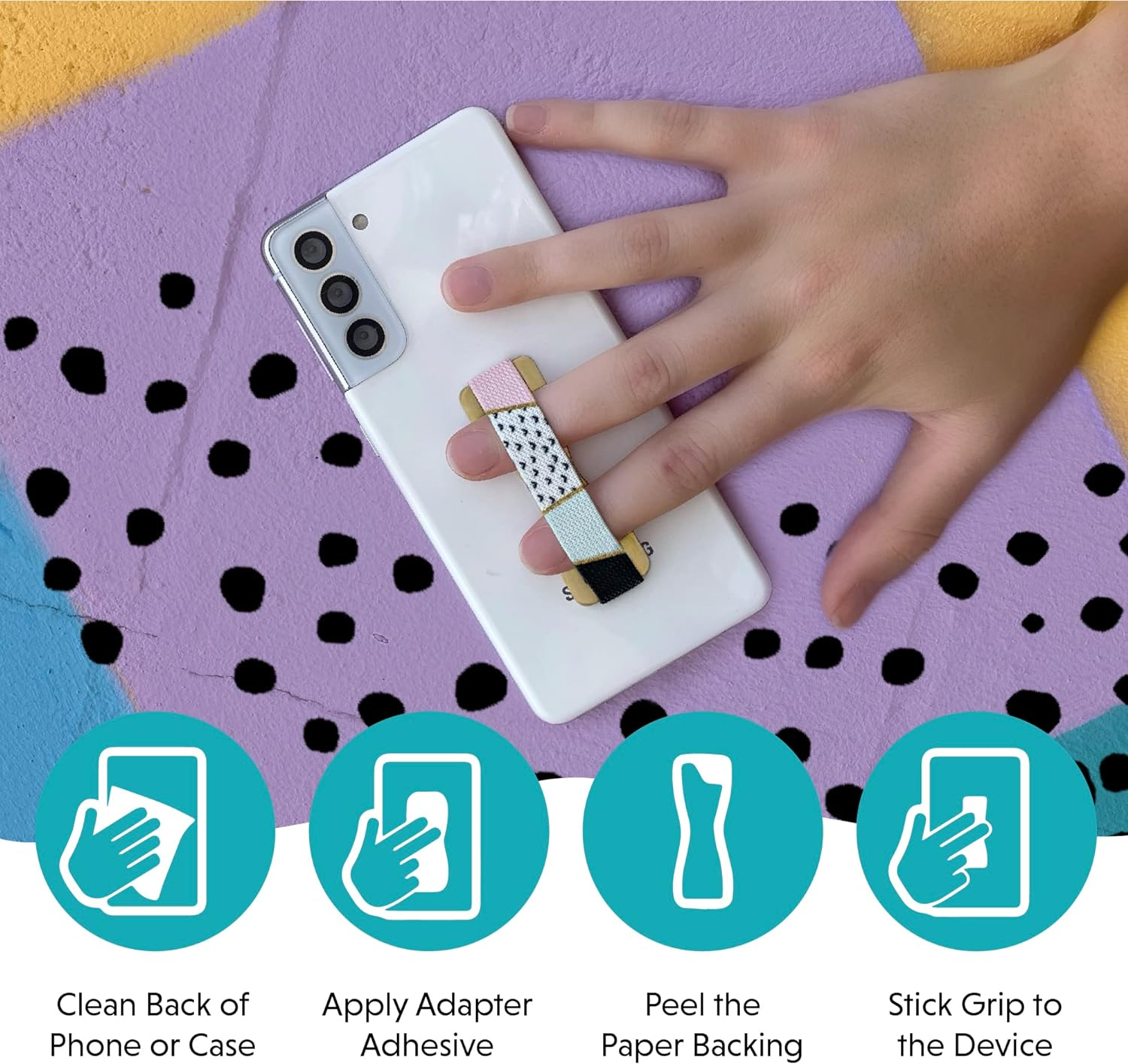 Lovehandle Universal Grip for Most Smartphones, Mini-Tablets and Cases, Black Elastic Strap with Black Base, Lh-01Black image number 4