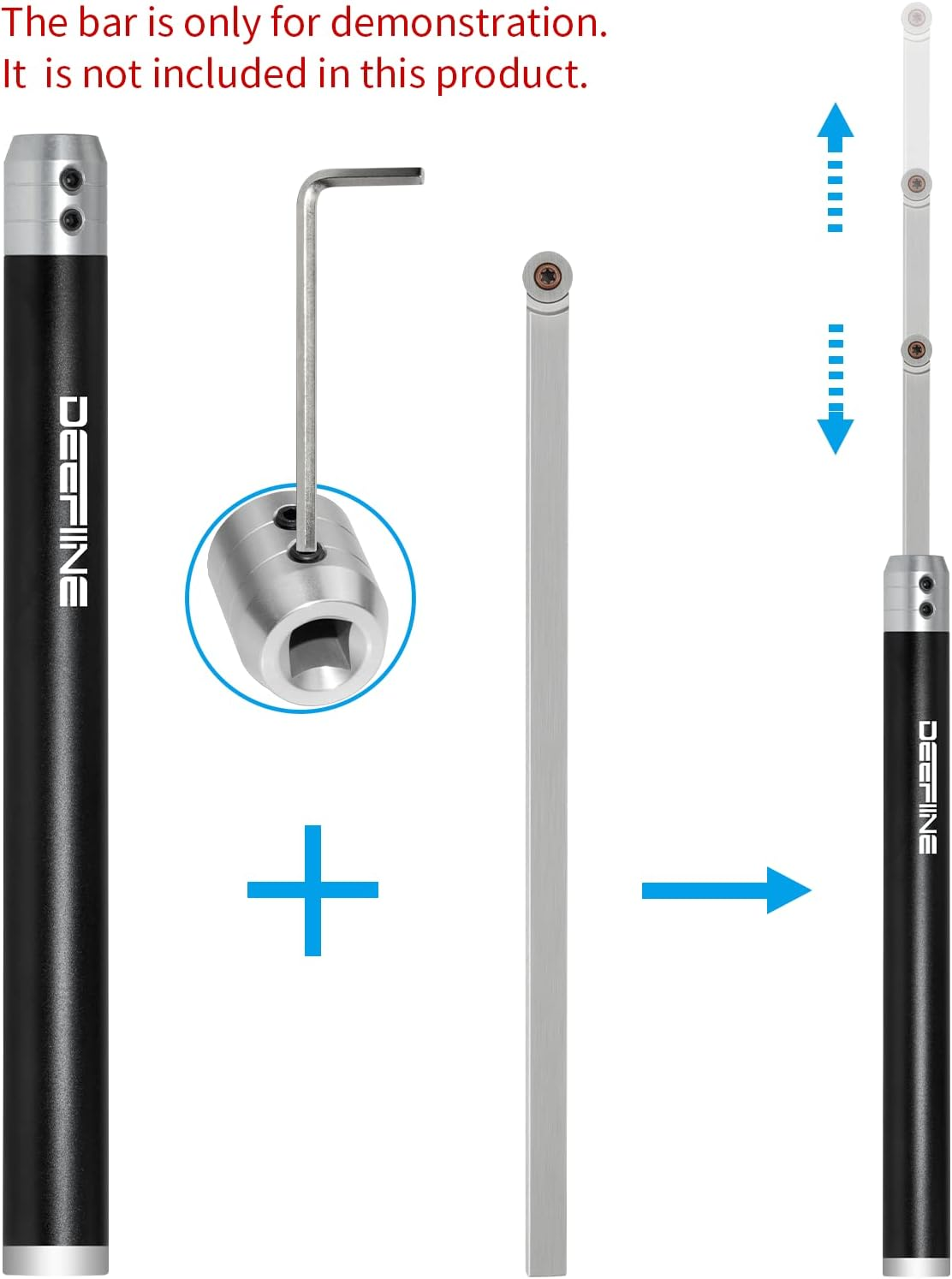 DEEFIINE 2PCS Carbide Wood Lathe Truning Tools Grip Handle, Accept 10Mm Square Turning Tool Bar (Black and Red) image number 2