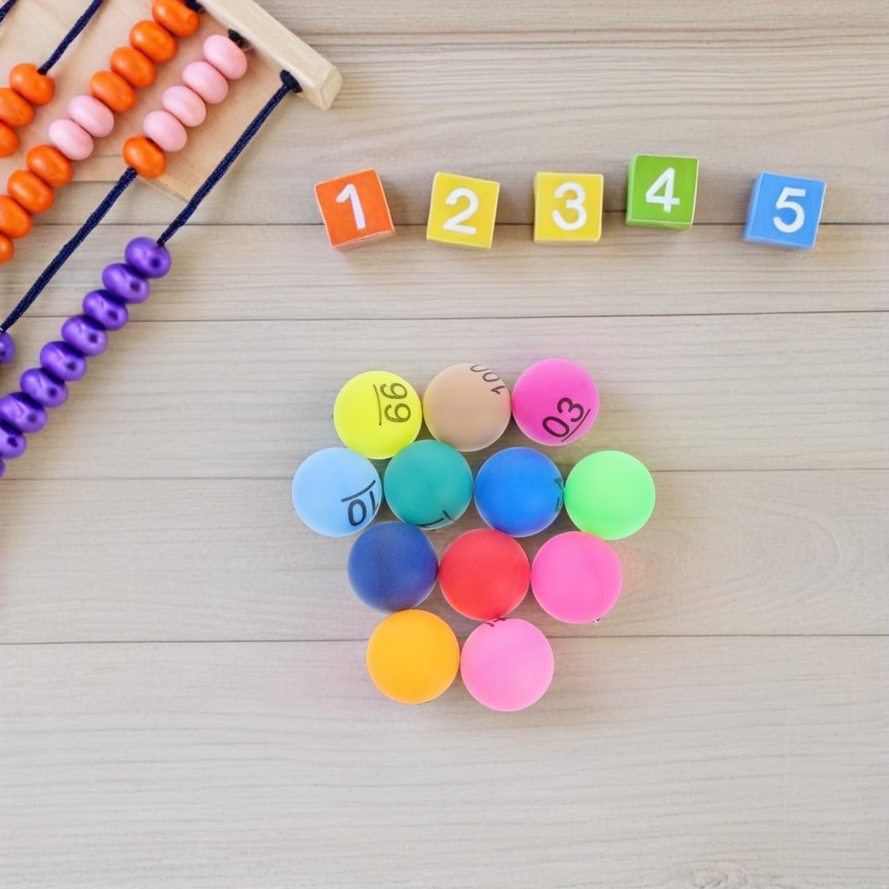 Kisangel 100Pcs Numbered Balls: Colored 1-100 Numbered Raffle Balls - 4Cm Small Plastic Spheres for Lottery Bingo Games Party Decorations and Family Entertainment