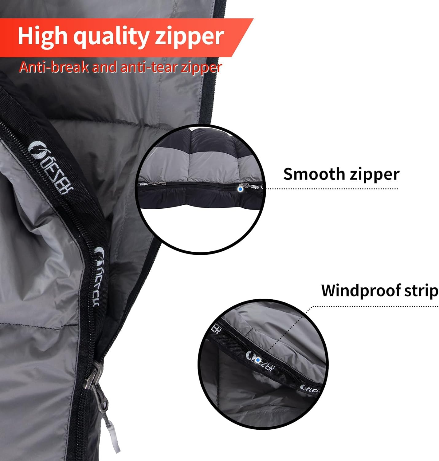 QEZER down Sleeping Bag Ultralight 225 X 80Cm [1440G],Camping Sleeping Bags for Adults and Kids,Suitable for 3-4 Season Camping, Hiking, Backpacking and Outdoor Climbing(800G) - Orange image number 7