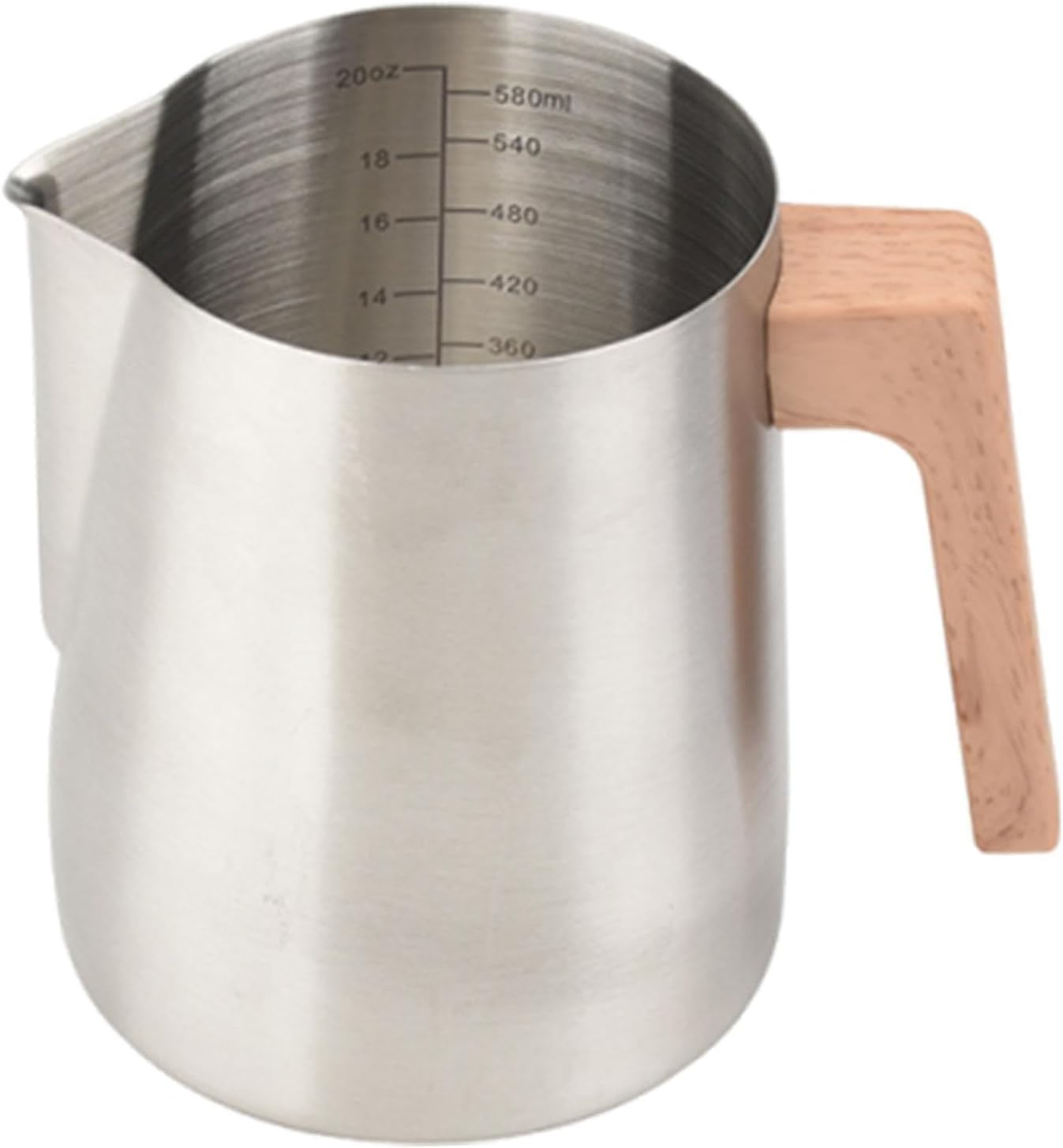 Motivetech Milk Frothing Pitcher, Espresso Cup for Latte Art, Coffee Bar Accessories, 600Ml Coffee Maker with Smooth Surface, Hot Tea, Hot Chocolate, Silver