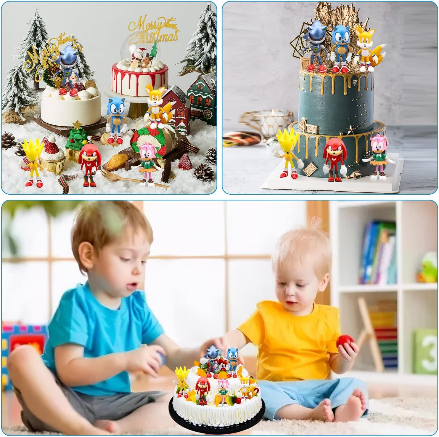 Sonic Cake Decoration Pack of 6 Toppers, Children'S Birthday Figures Set, the Hedgehog Mini Figures, Artoons Cake Topper image number 6