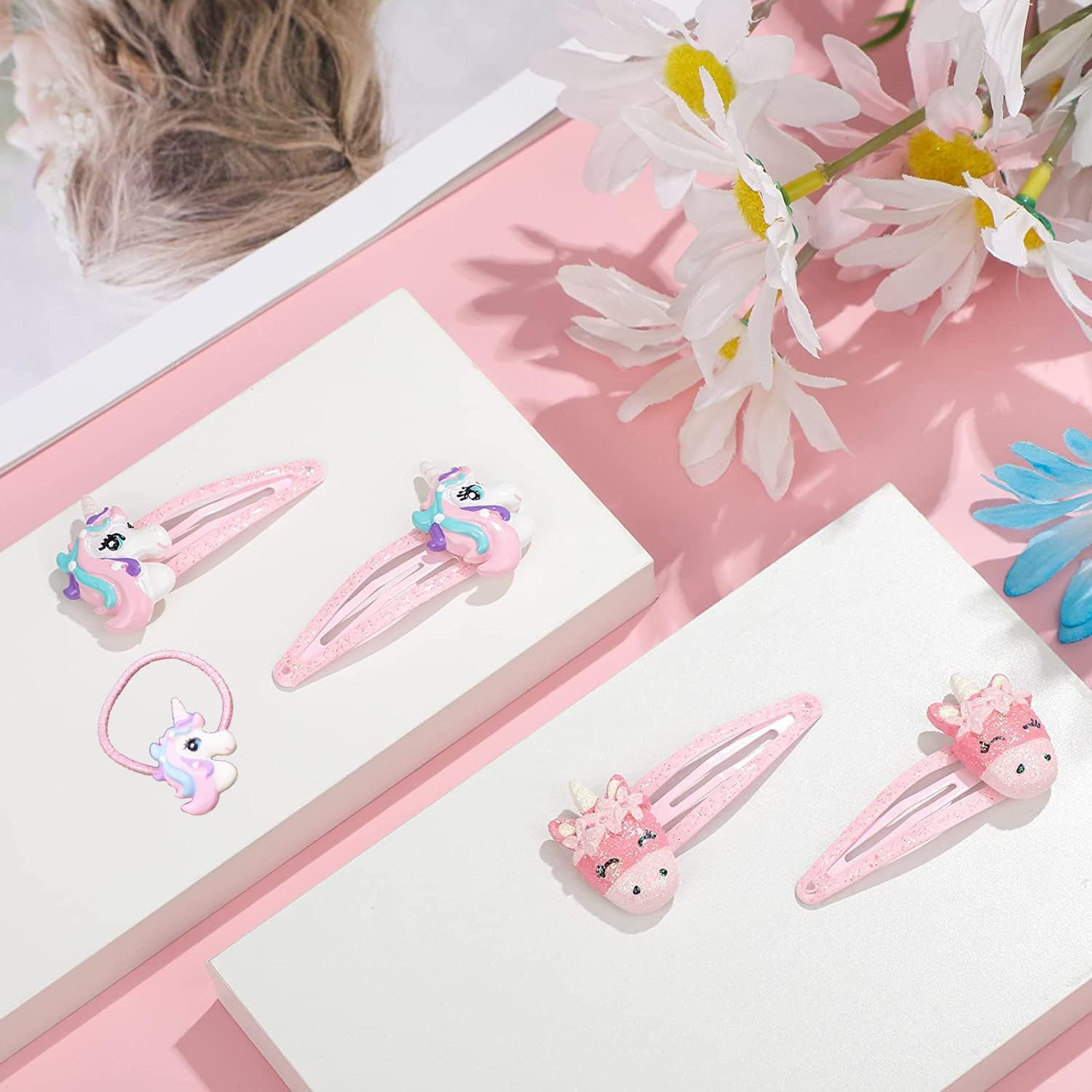 Queerelele Unicorn Hair Clips Unicorn Hair Bobbles PVC Cartoon Hair Clips Hair Clips for Children Unicorn Hair Accessories Girls Hair Clips for Toddlers Girls Hair Clip Accessories Gift (Pack of 5) image number 4