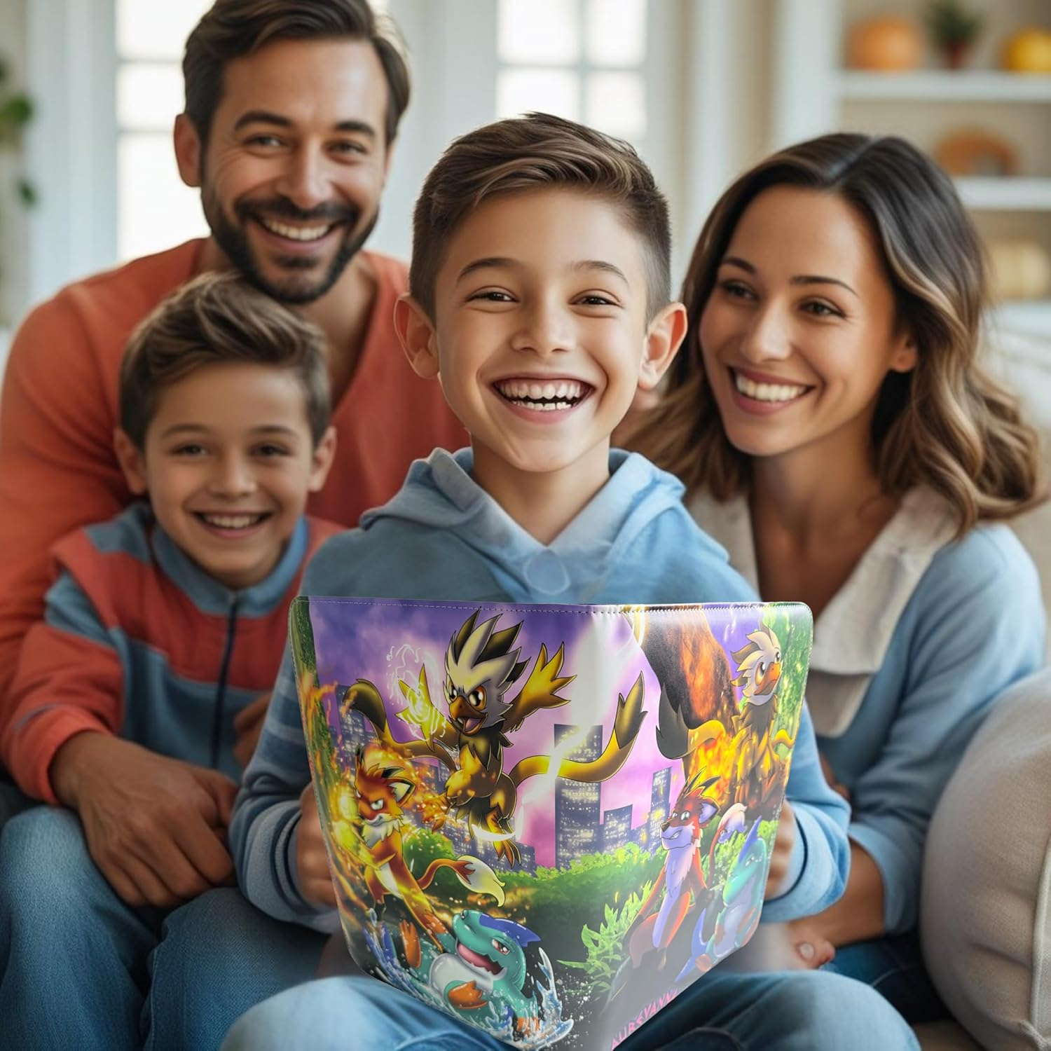 Aurevanna 9-Pocket Trading Card Binder with Zipper &ndash; Compatible with TCG, MTG, Yu-Gi-Oh, and Card Sleeves &ndash; Waterproof PU Leather, Archival-Safe Card Storage Album Organizer &ndash; Side Loading Pockets