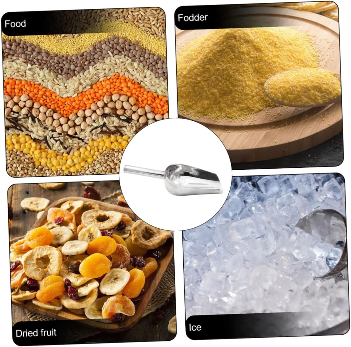 Iplusmile Stainless Steel Feed Scoop Handle Sturdy Grain and Pet Food Distribution Scoop for Livestock and Kitchen Use Multi-Purpose Metal Fodder Scooper image number 2