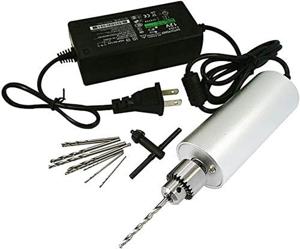 Yakamoz 0.3Mm - 4Mm Micro Aluminum Portable Handheld Drill DIY PCB Mini Electric Hand Drill with 5A Power Supply & 10Pcs Micro Drill Bits