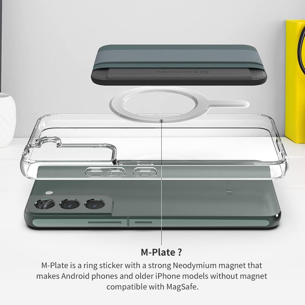 Sinjimoru Magnetic Wallet for Iphone 16/15/14/13/12 Series, Soft Wool Band Grip, Compatible with Magsafe Wallet, Phone Grip Wallet, M-Band Beige - Grey image number 6