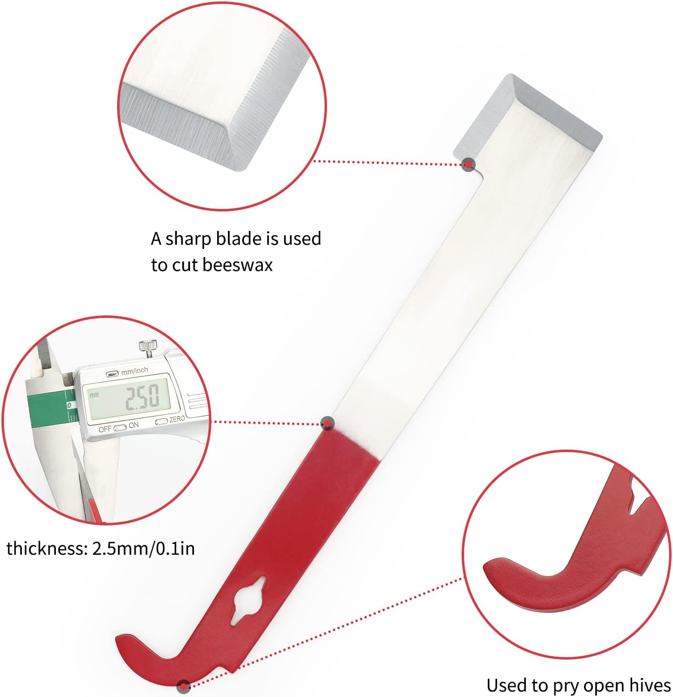 KINGLAKE GARDEN Beekeepers Hive Tool,2Pcs Beekeeping Equipment,Cleaning Your Beekeeping Supplies and Bee Hive,Stainless Steel Bee Hive Scraper image number 5