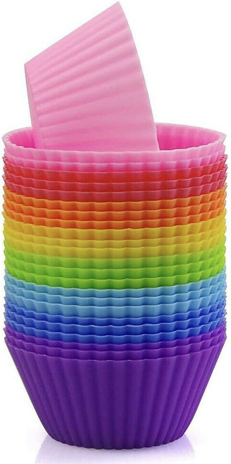20X round Cup Cake Silicone Baking Mould Cupcake Case DIY Bake Mold Muffin Silicone Muffin Cups Cupcake Liners Rainbow Colors image number 6