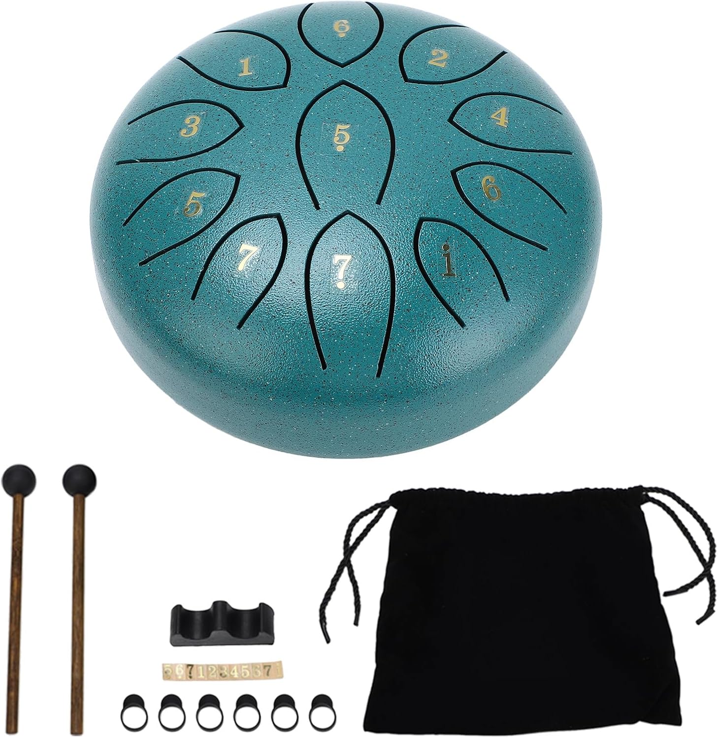 Jiawu Rain Drum, 6 Inch Steel Tongue Drum Rain Chime, Waterproof Sound Instruments for outside with Bag, Sticks, Musical Education Entertainment Meditation Yoga Zen Gifts (Green)