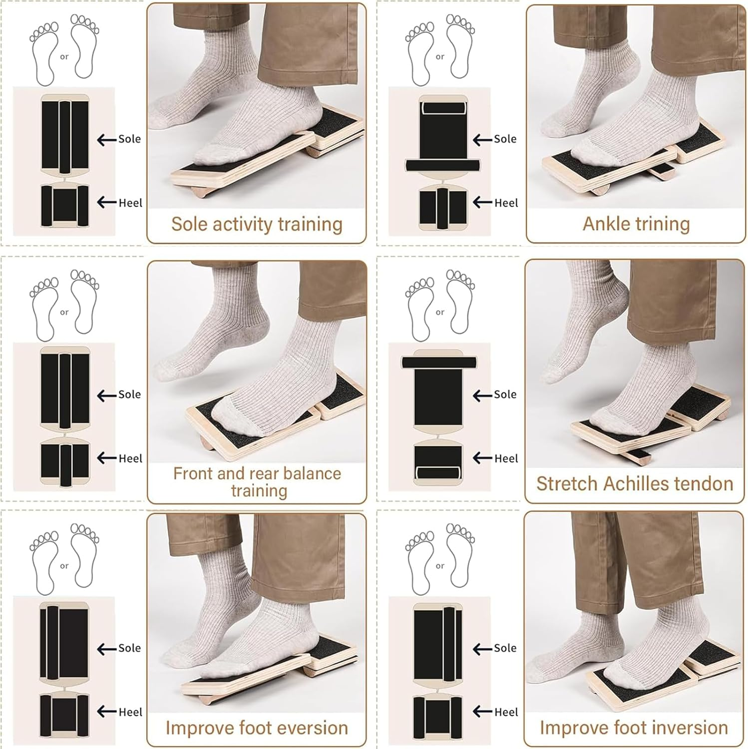 Ankle Balance Board - Single Foot Balance Board, Sprain Exerciser, Non-Slip Wood Ankle Foot Strengthener for Plantar Fasciitis Relief/Physical Therapy/Posture Correction/Balance Training image number 4