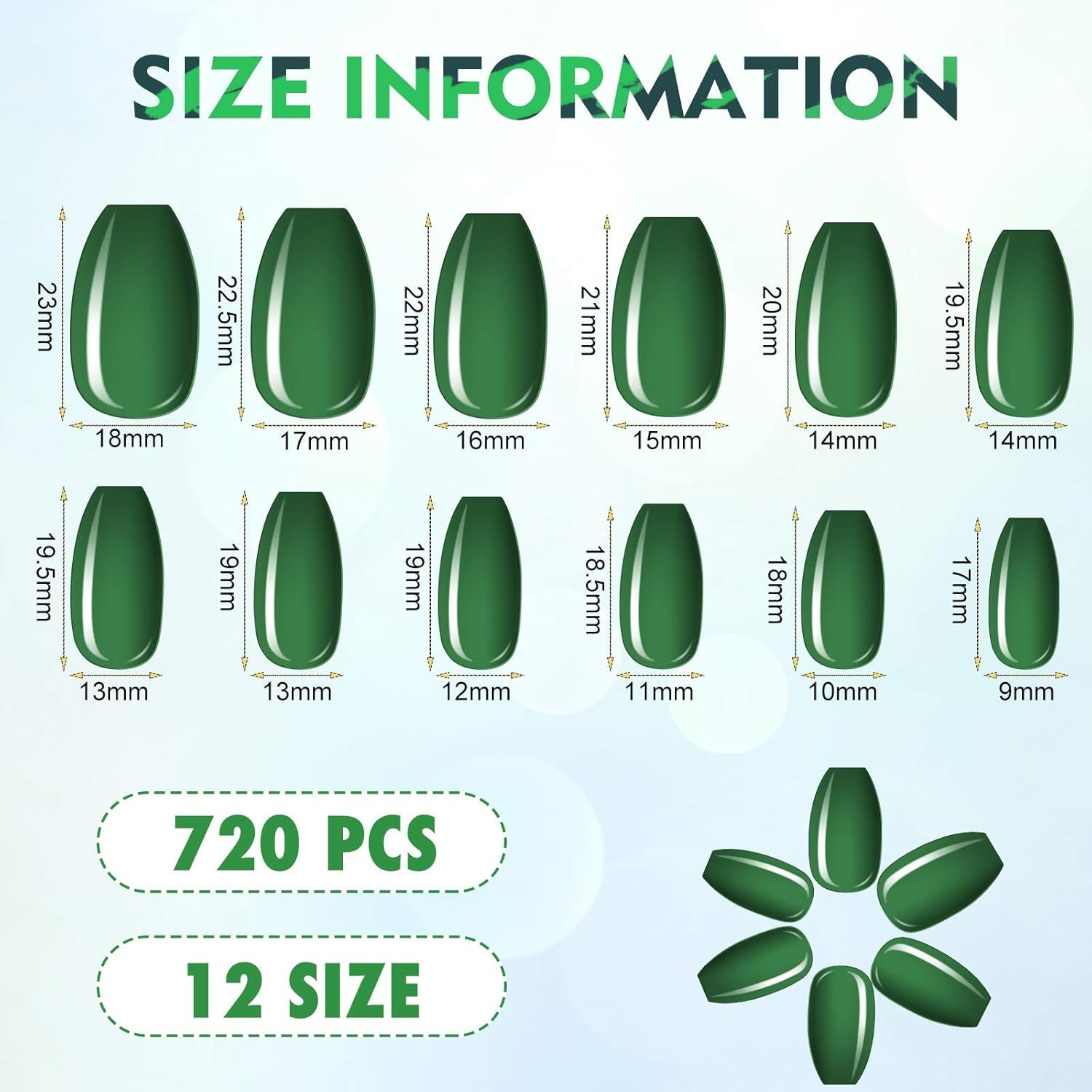 Maitys 720 Pieces 30 Sets Medium Square Press on Nails Glossy Fake Nails Solid Color Artificial Tips Full Cover for Women Girls Ballerina Diy(Classic Colors) image number 3