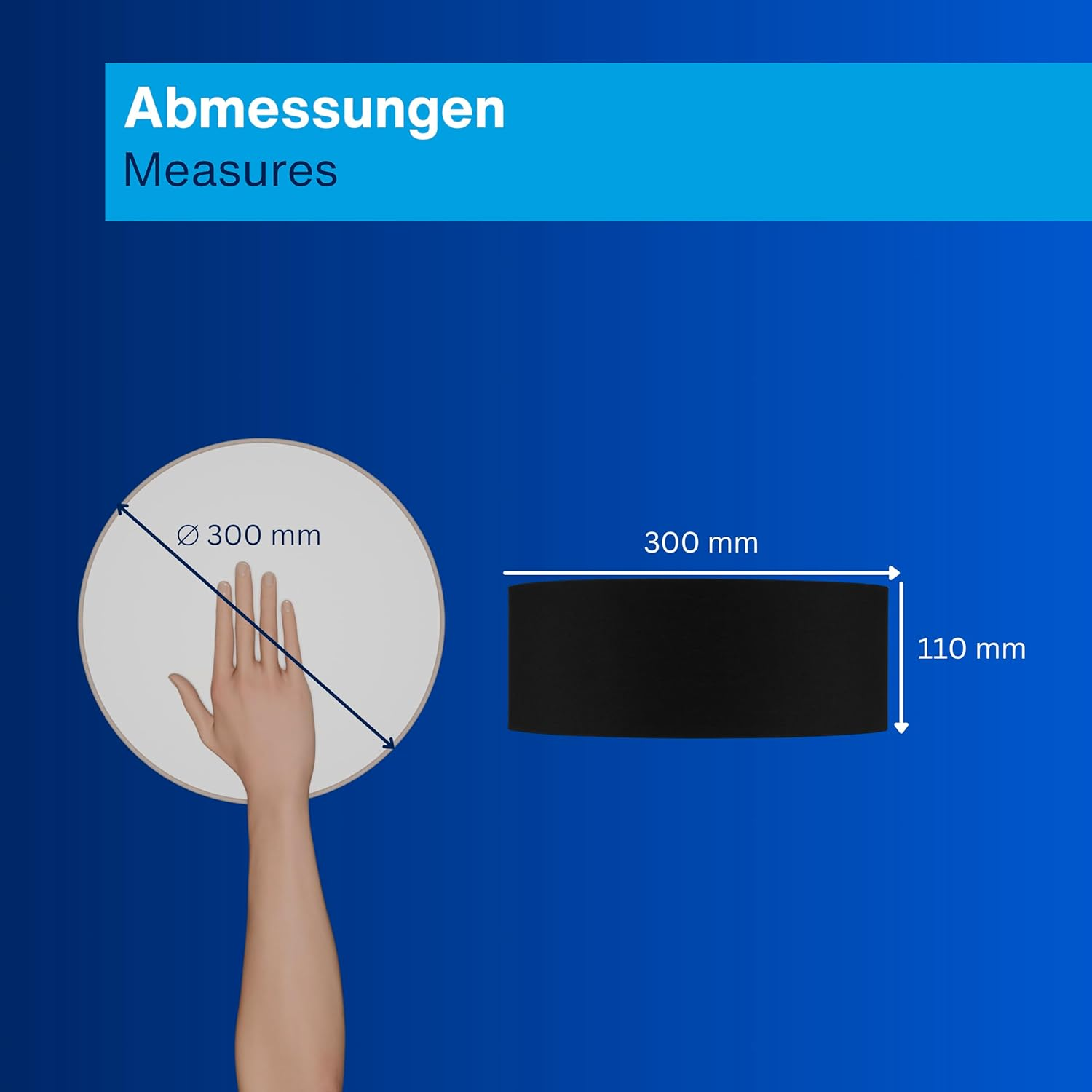 REV Ceiling Lamp round 30Cm with Fabric Shade in Modern Style - Ideal for Bedrooms, Living Rooms and Children'S Bedrooms, Black