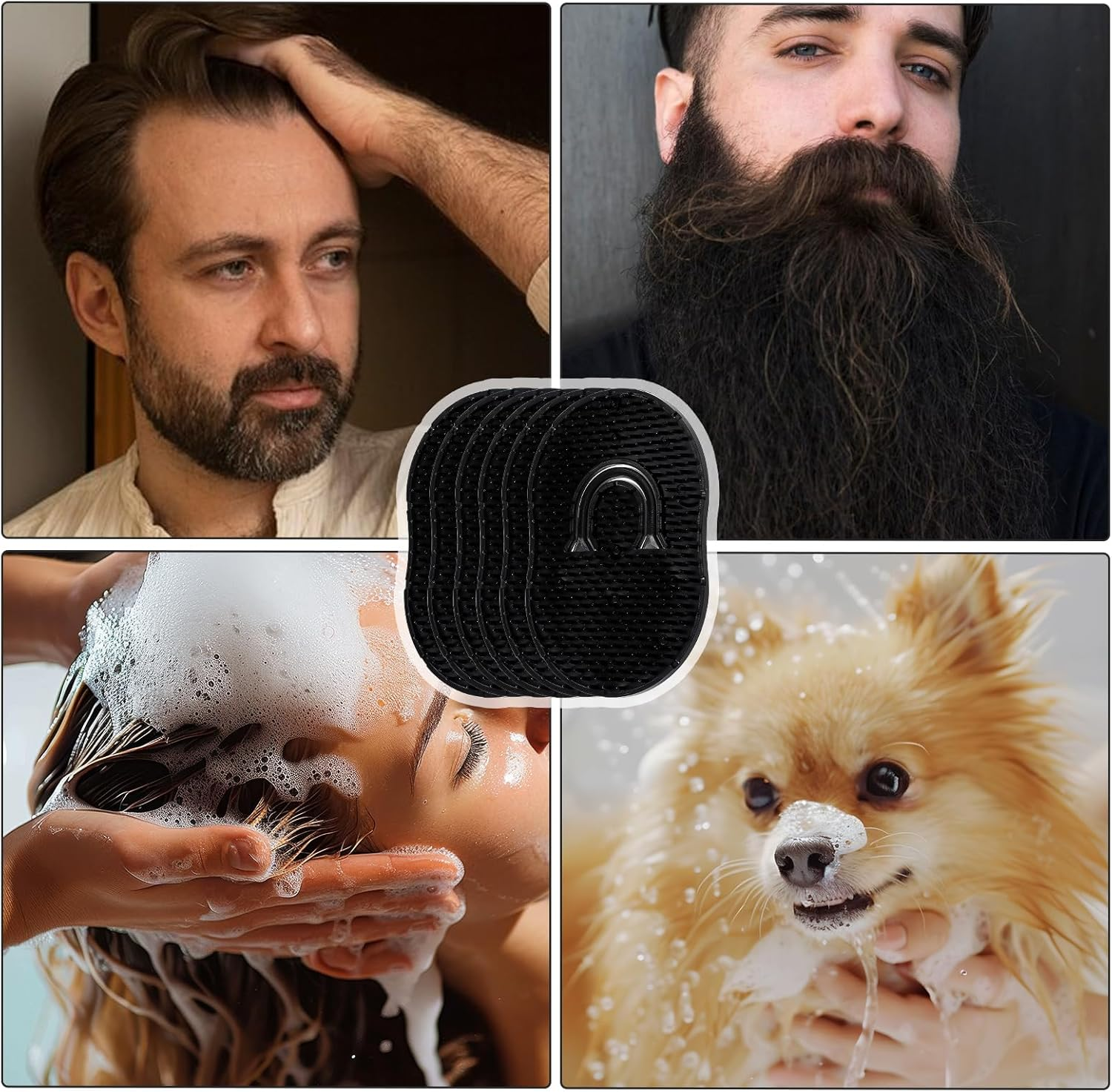 Thinp 6 Packs Palm Combs for Men,Portable Pocket Brush Soft Pocket Combs for Men Plastic Finger Brush for Hair Shampoo Pocket Comb Massage Pocket Combs for Men Women Home Travel Use (Black) image number 4