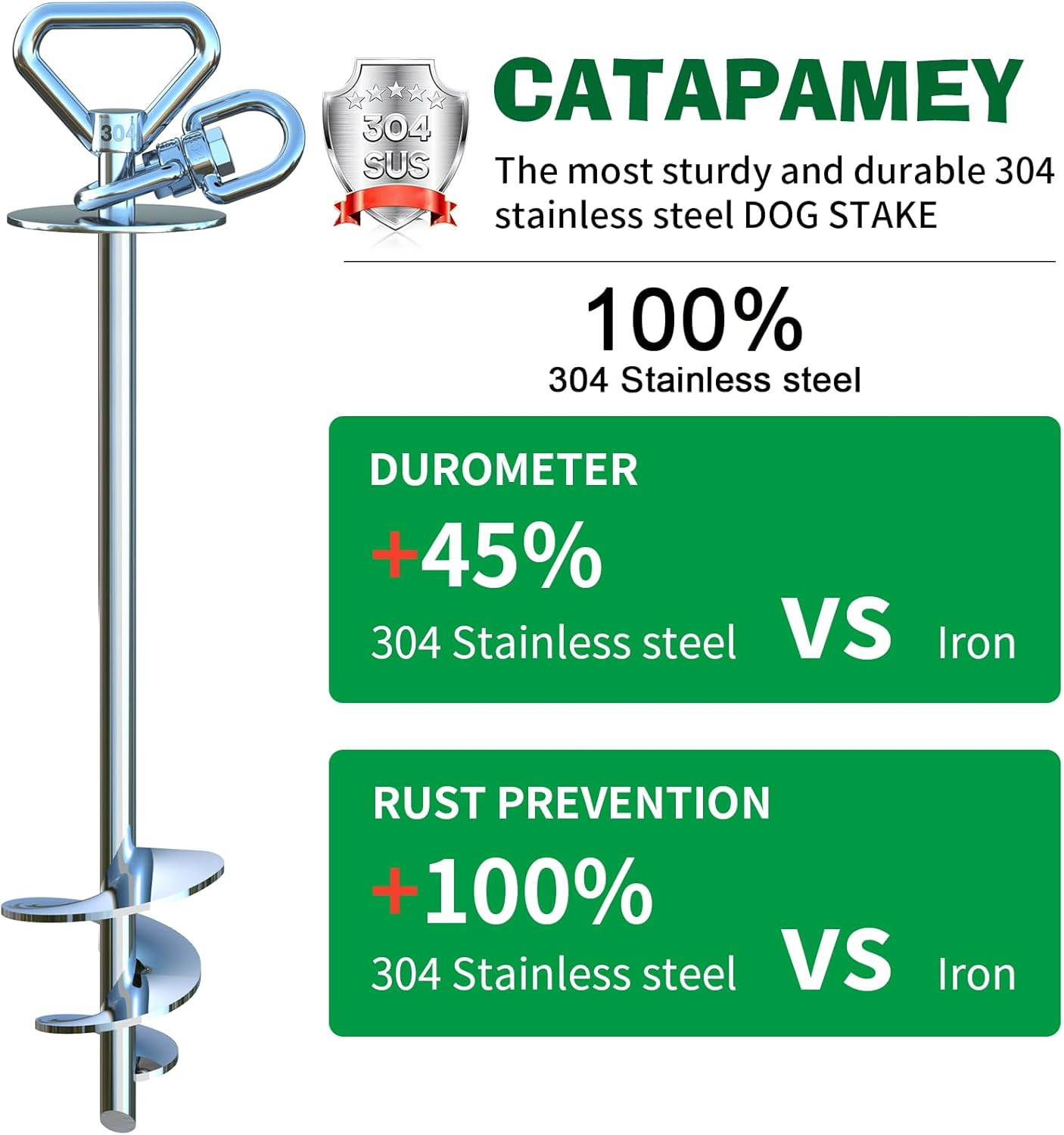 Dog Tie Out Cable and Stake,(Up to 200Lbs) 360&deg; Swivel Dog Run Anchor -With 15FT Heavy Duty Cable,Runner for Yard-Dog Stake for Yard Outdoor Camping image number 6