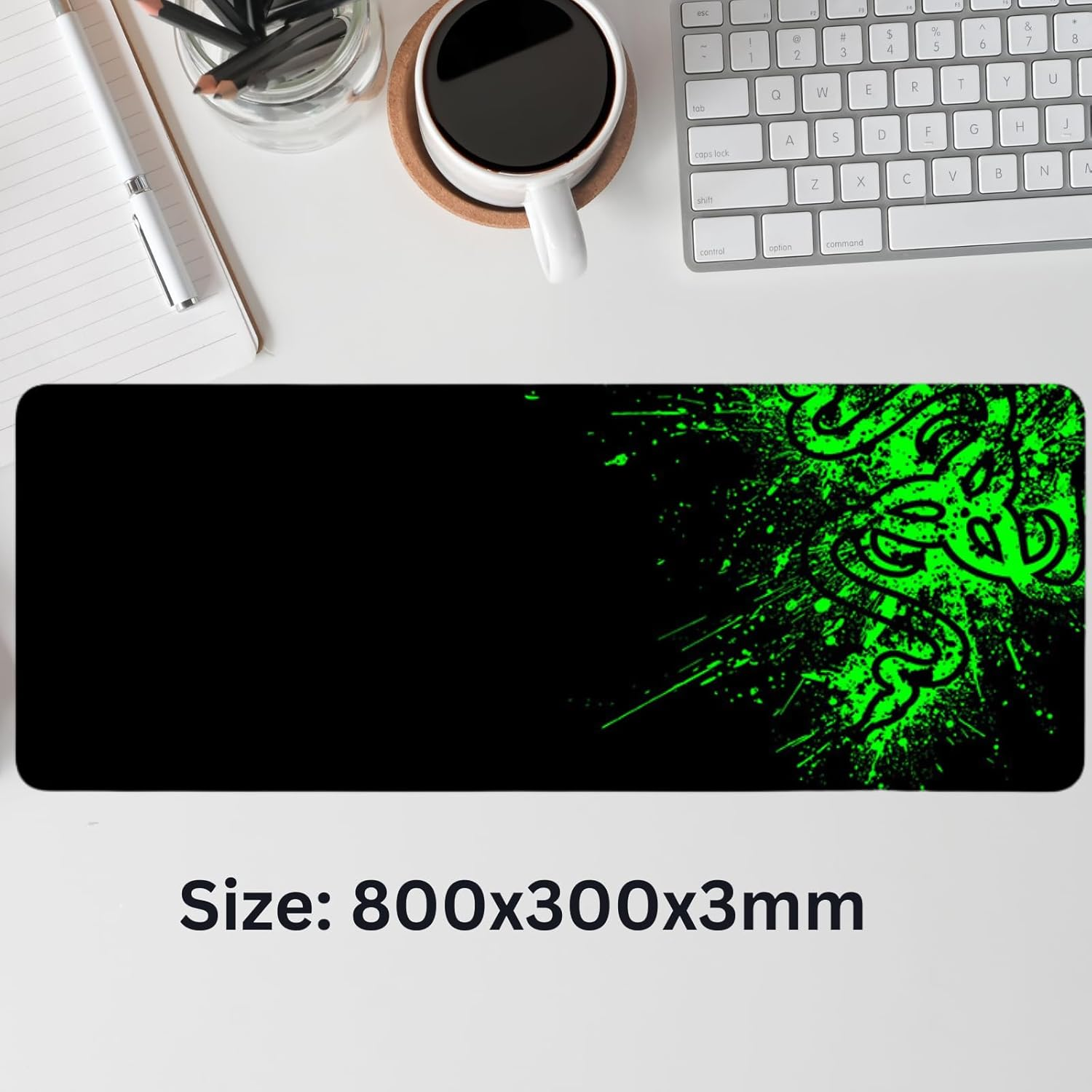 Extended XL Gaming Mouse Pad 800X300X3Mm &ndash; Large Keyboard & Mouse Mat with Premium-Textured Surface, Non-Slip Rubber Base, Waterproof Desk Pad for Home, Office & Gaming Setup (Black Green-Print) - Black Blue-Print image number 3
