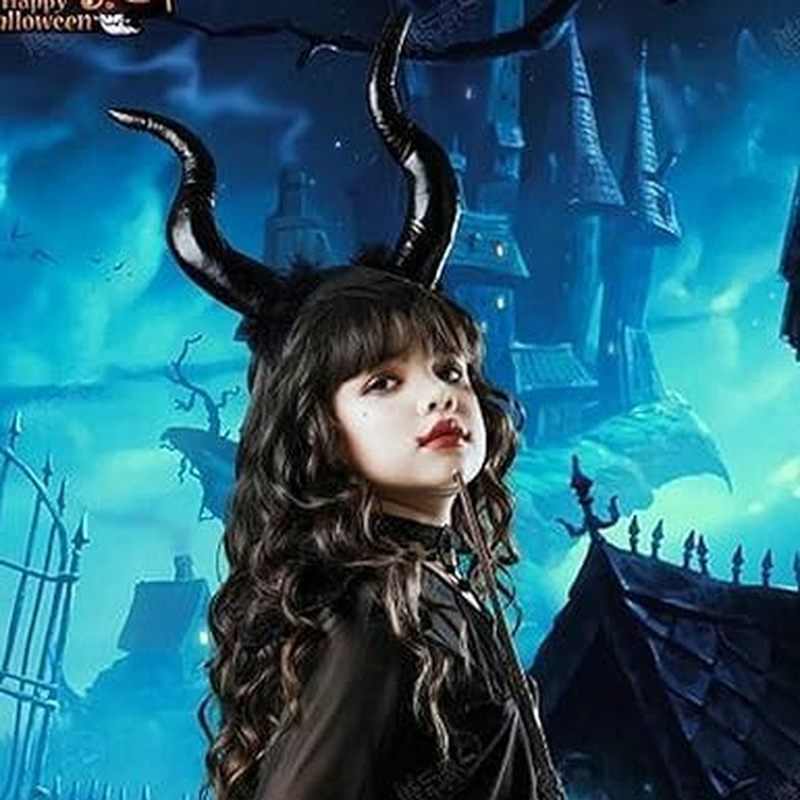 1 PCS Devil Horn Headband Demon Headband Horns Headpiece Halloween Cosplay Party Photo Props Headband Costume Accessory(Black)