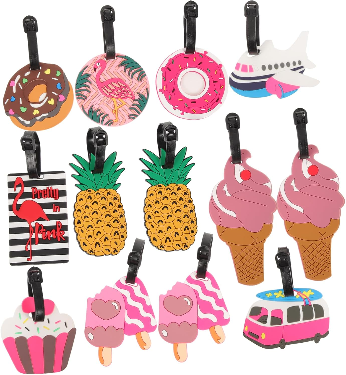 SHERCHPRY Cute Luggage Tags Suitcase Identification Soft PVC Baggage Tags with Cartoon Designs Sturdy Travel Labels for Women and Boys and Girls for Suitcase and Bag Identification image number 6