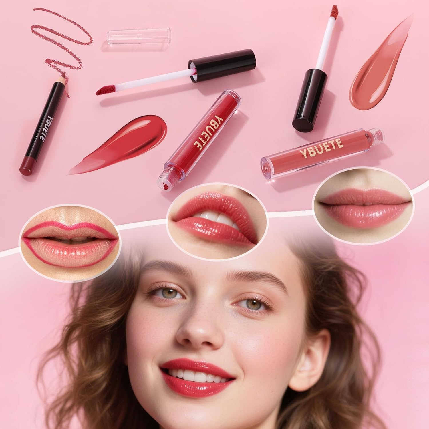 Beginner Makeup Kit for Teen Girl Women, Makeup Present for Her, Set with Cosmetic Train Case Included Eyeshadow Blush Lip Gloss Lip Liner Mascara Eyeliner Mirror (Pink) image number 2