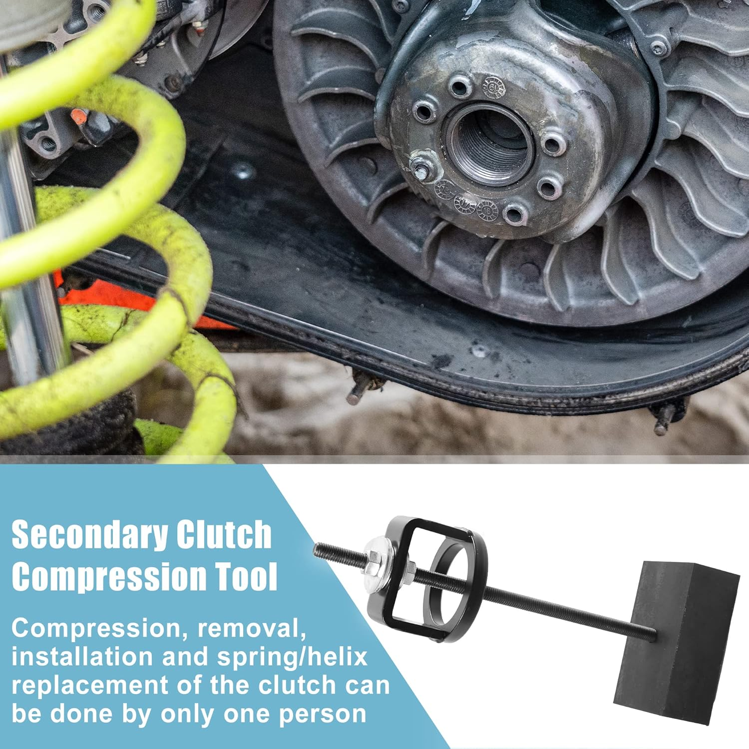X AUTOHAUX Universal Clutch Compression Tool CCT510 for Polaris Sportsman 700 800 RZR for Kawasaki for Yamaha ATV UTV Snowmobile Primary Secondary Clutch Compression Tool for Ski-Doo Black image number 5