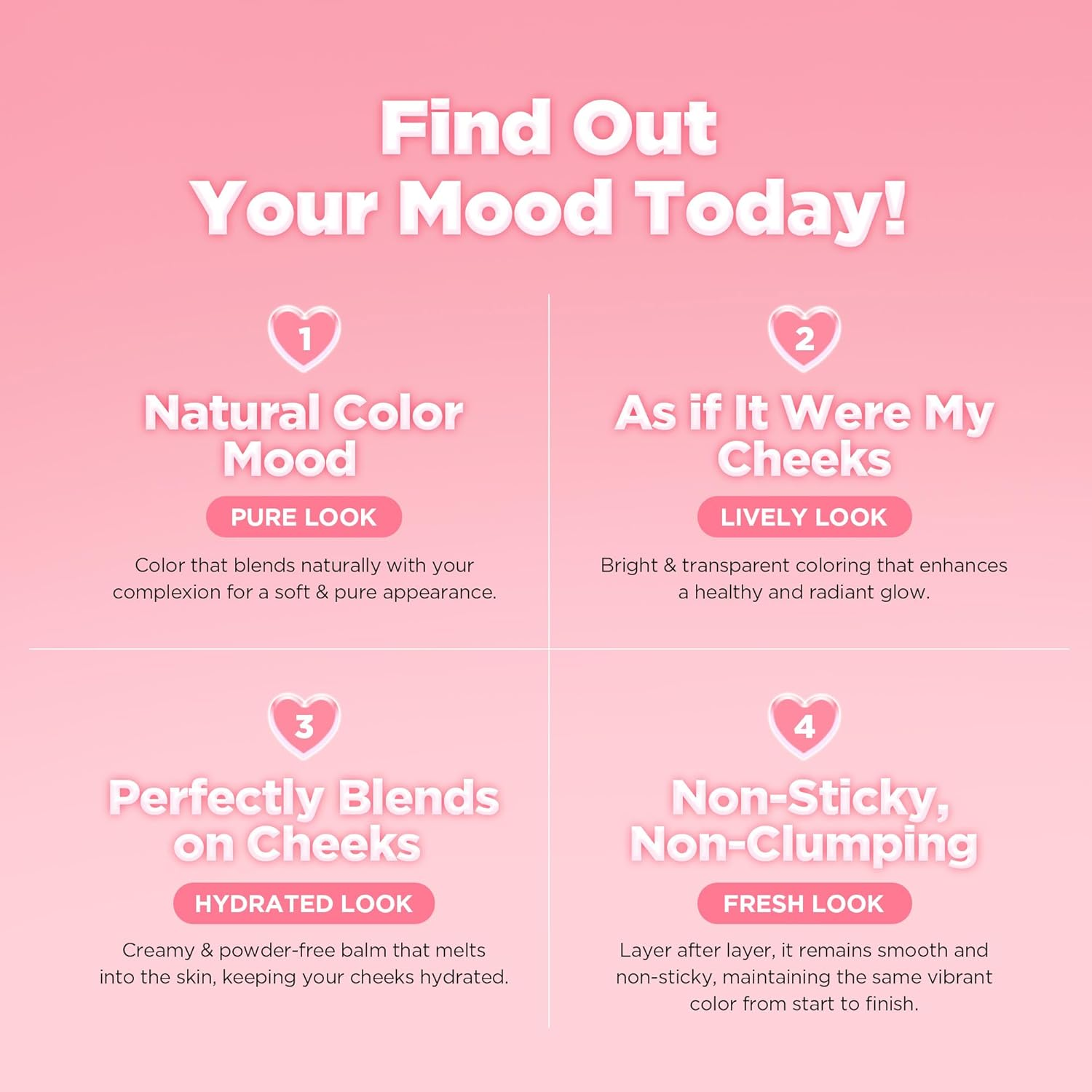 Lilybyred Luv Beam Cheek Balm | Heart-Shaped Korean Cream Blush, Semi-Matte Finish, Long-Lasting, Blendable & Buildable, Soft Creamy Texture, Lightweight, Natural Flush, 0.12 Oz. (06 Fluffy Peach) - 01 Pure Coral image number 3