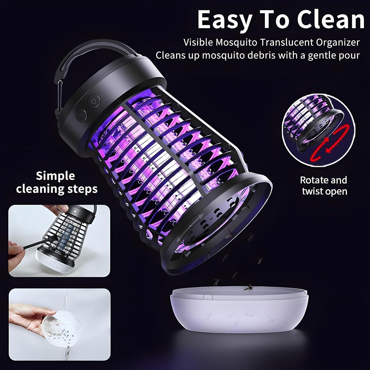Zurligi Upgraded Bug Zapper, Mosquito Killer Lamp with 2000V UV Waterproof Electric Fly Zapper, Plug-In Hangable Fly Trap Light, Fruit Fly Killer for Camping, Bedroom, Kitchen, Office, Home Garden image number 2