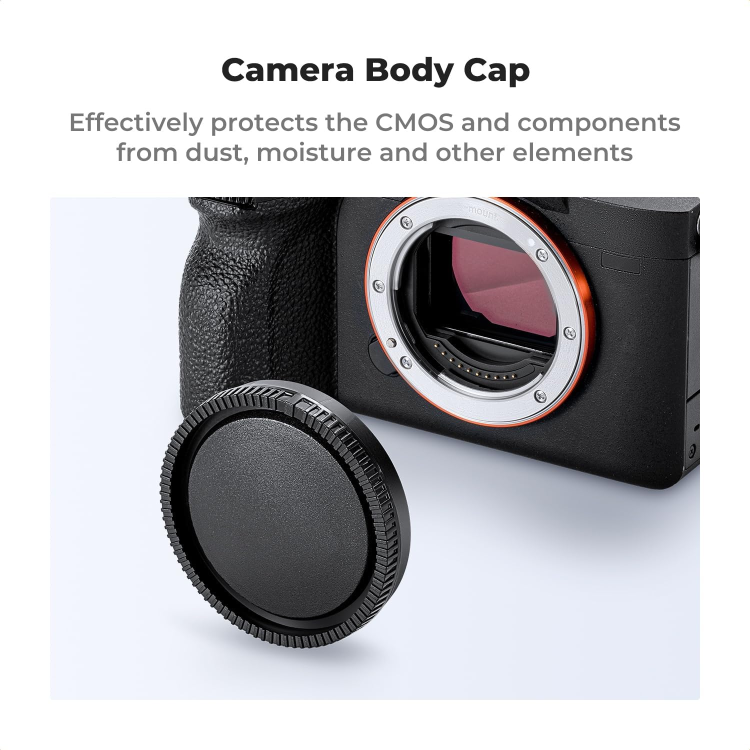 K&F Concept E Mount Body Cap & Rear Lens Cover for Sony Nex E Mount A6700 A6600 A6500 A6400 A6300 A6100 A6000 A5100 A5000 A7C A7CR A7C II A7 A7S A7R FX3 FX30 A9 A9II ZV-E10 NEX-6 NEX-7 NEX-5C NEX-3 image number 3