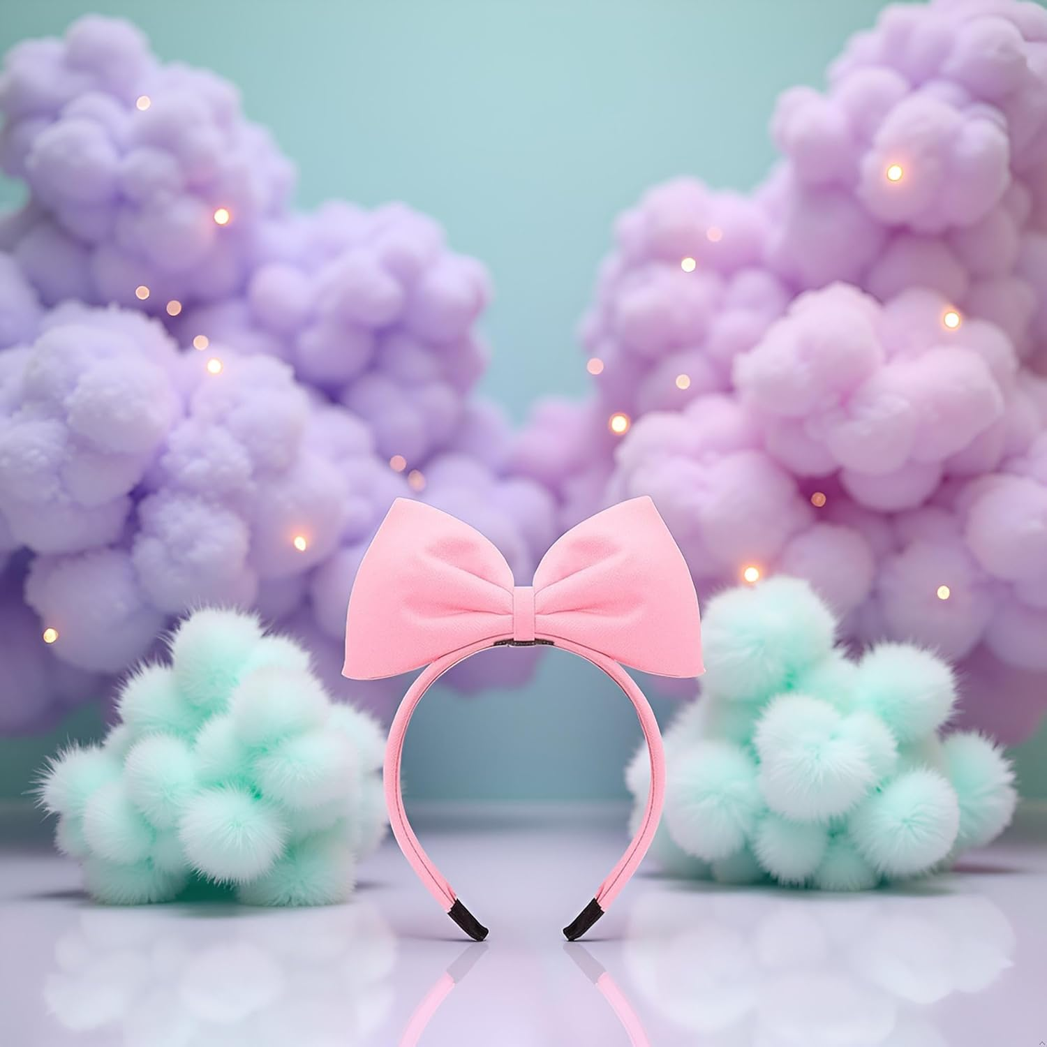 1Pc Sweet Pink Halloween Bow Headband Bowknot Hair Hoops Bands Headpiece Hairband for Women and Grils,Women Christmas Birthday Party Decorations Accessories Easy to Wear,Headbands Hair Accessories image number 2