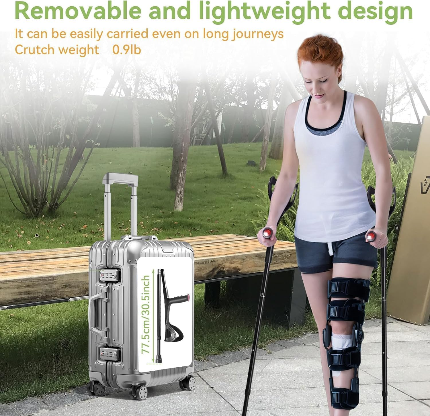 Forearm Crutches for Adults(1 Pair), Adjustable Arm Crutches, Aluminum Crutches for Walking, Folding Forearm Crutches, Non-Slip Crutches for Adults, Lightweight, Detachable, Portable, for Leg Support image number 6