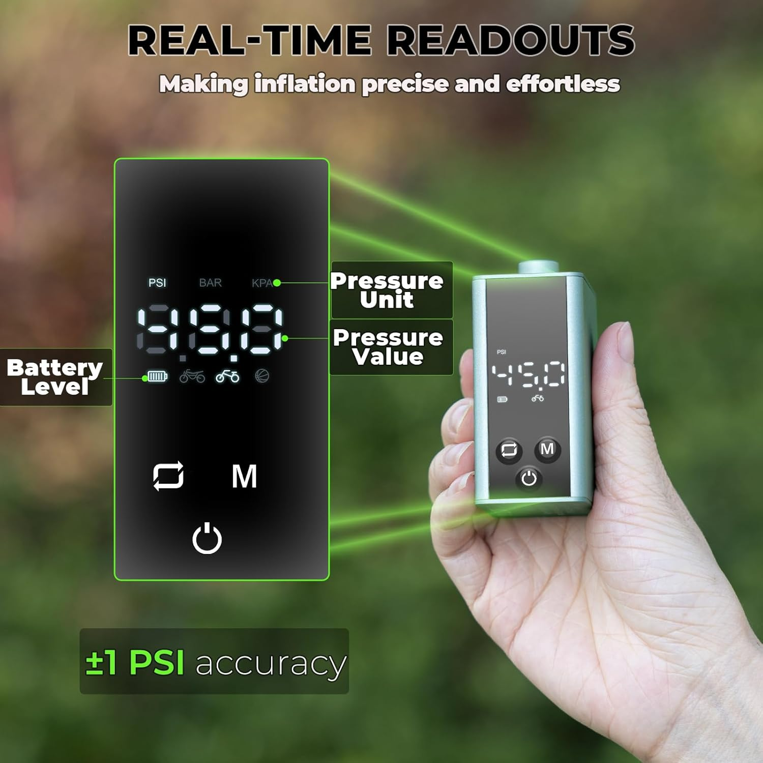 Mini Bike Pump Portable Tyre Pump, Max 120 PSI Electric Bicycle Pump, Tiny Air Pump Bicycle Inflator for Schrader & Presta Valve, Road Bike, Mountain Bike, E-Bike, Motor and Balls image number 5