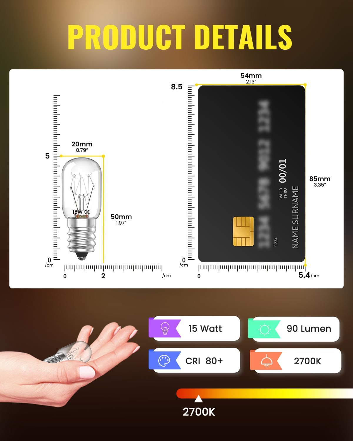 Bonlux Pygmy Bulb 15W Screw Bulb E14 Himalayan Salt Lamp Bulb Dimmable Fridge Bulb SES Small Edison Screw Oven Bulb, Flea Trap Bulb, Scentsy Bulb, Plug in Wax Melt Burner Bulb, Sign Lamp, 240V, 4-Pack image number 5