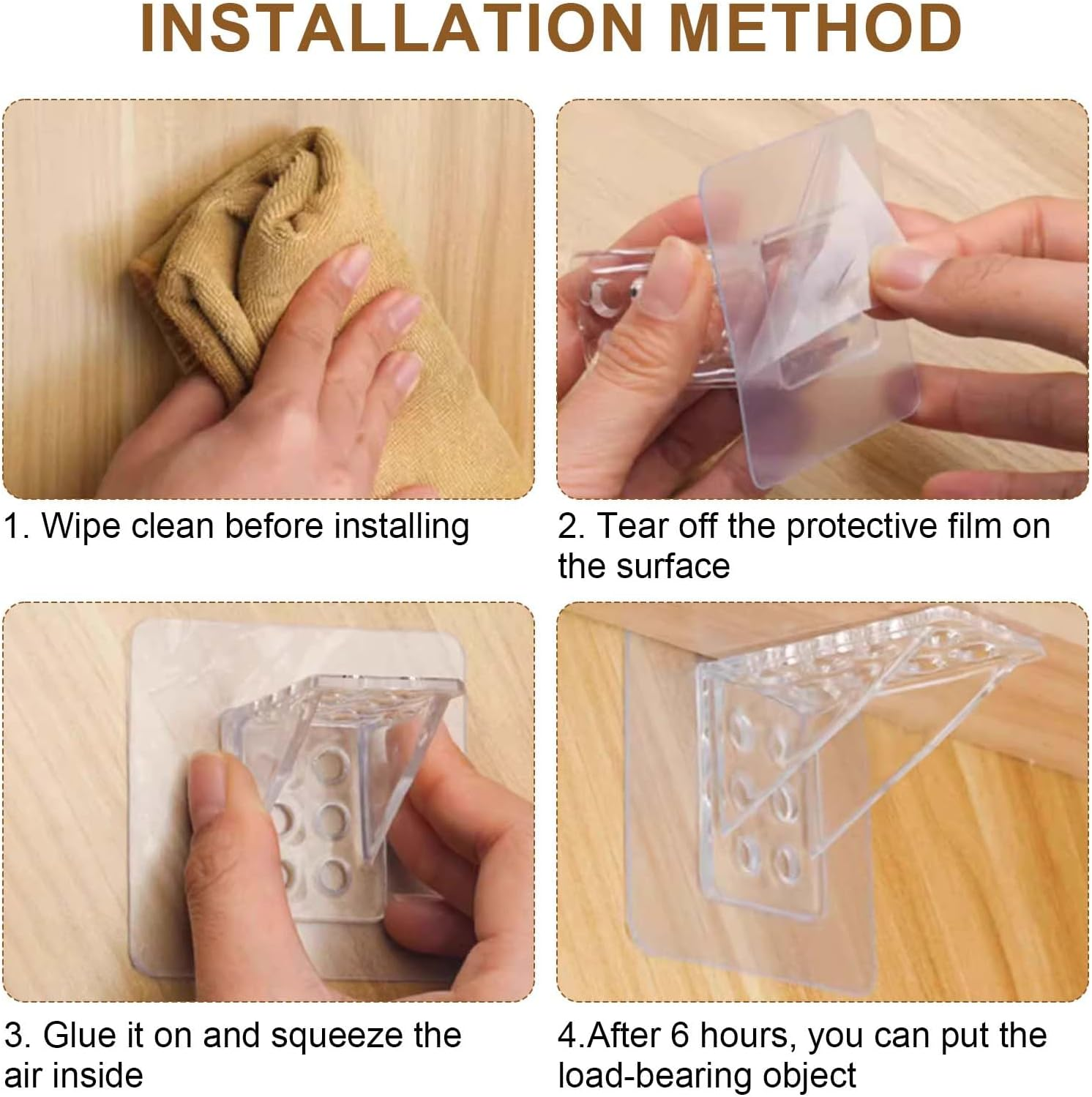 10Pcs Shelf Support Pegs,L-Shaped Support Racks,Self Adhesive Shelves Clips,Strong Partition Holders,Wardrobe Partition Holder Fixing Sticking Hook, for Kitchen Clapboard Layer Cabinet Book Shelves image number 4